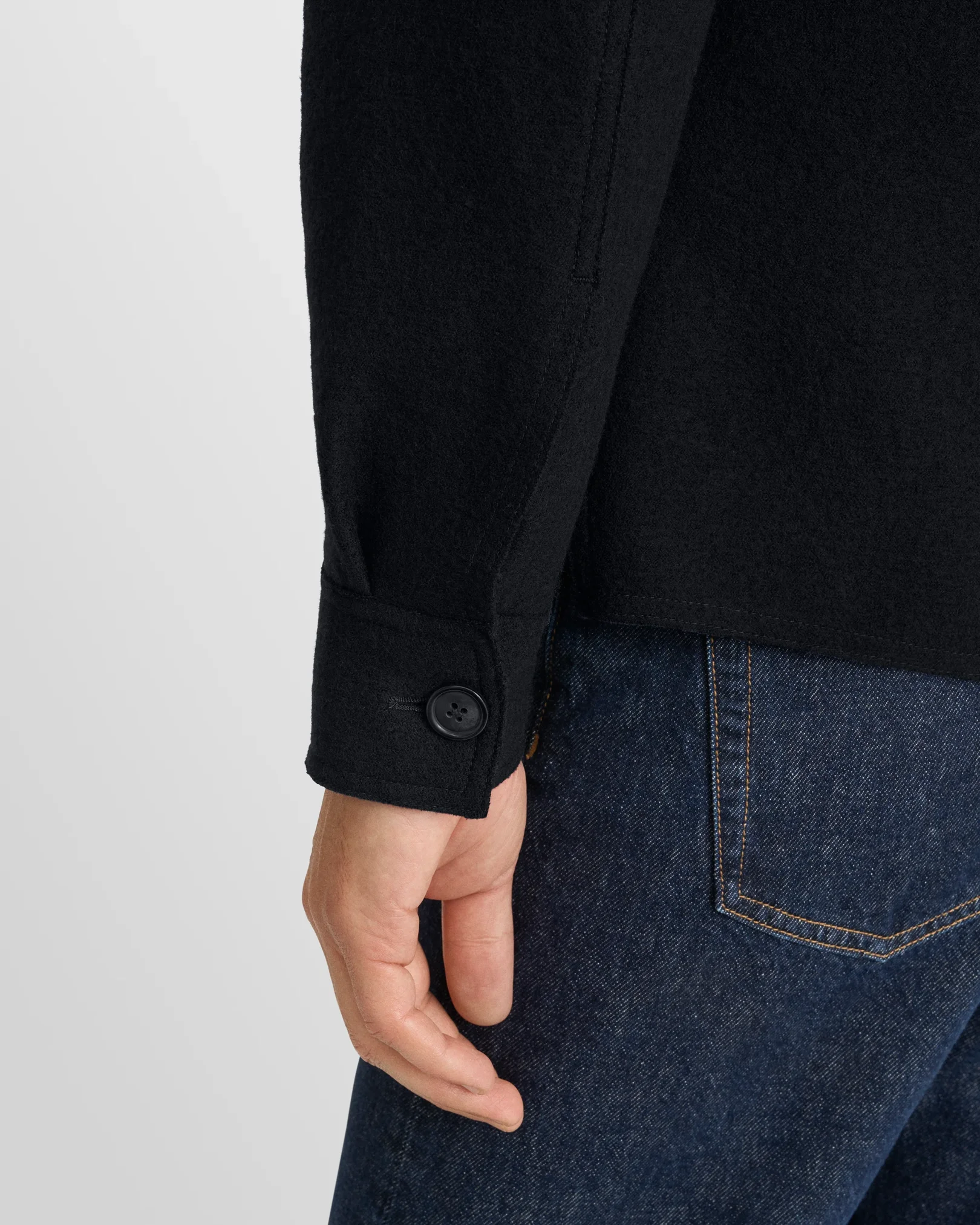 Eton - navy blue boiled wool cotton shirt jacket