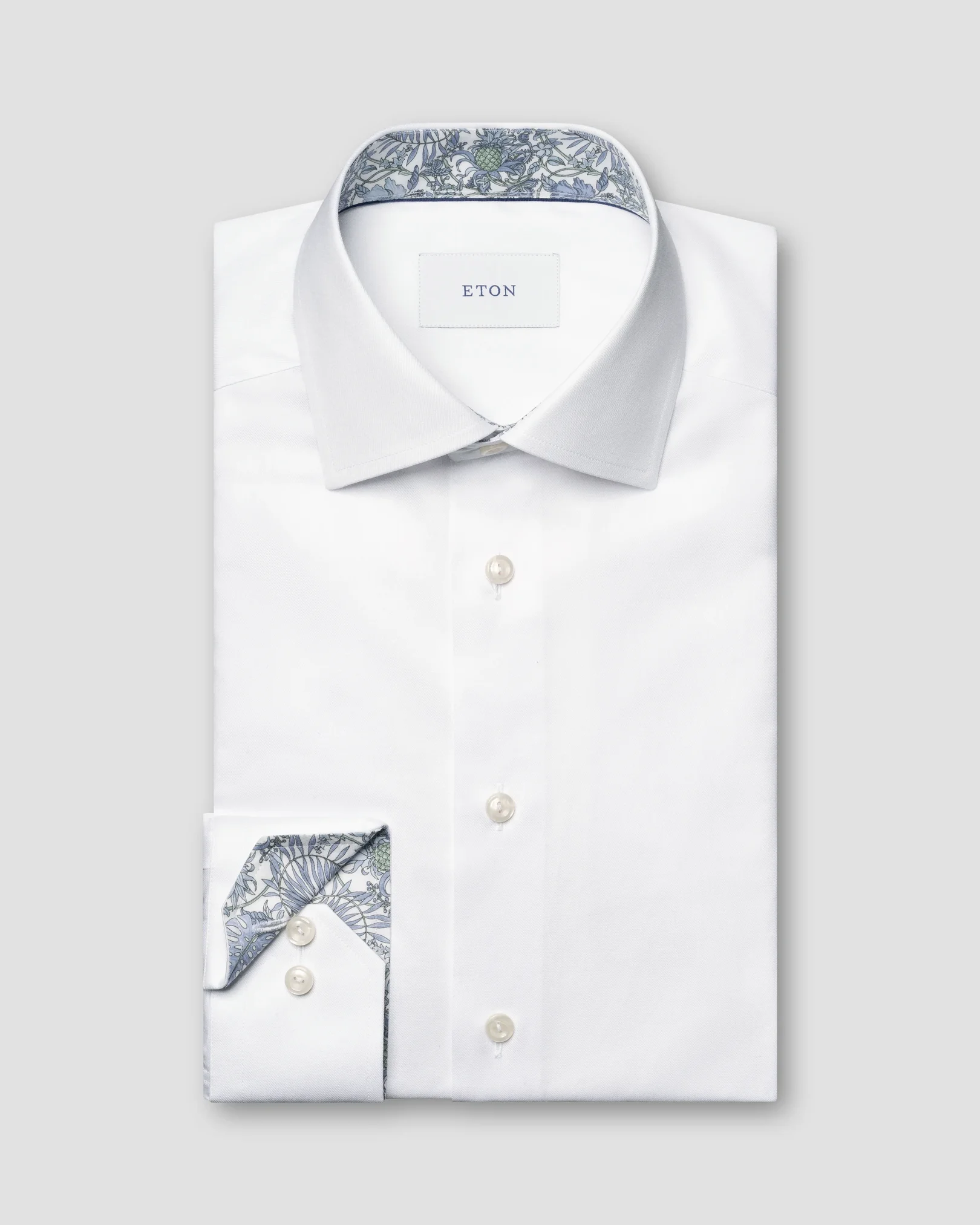 Eton - white floral effect signature twill shirt cut away 161