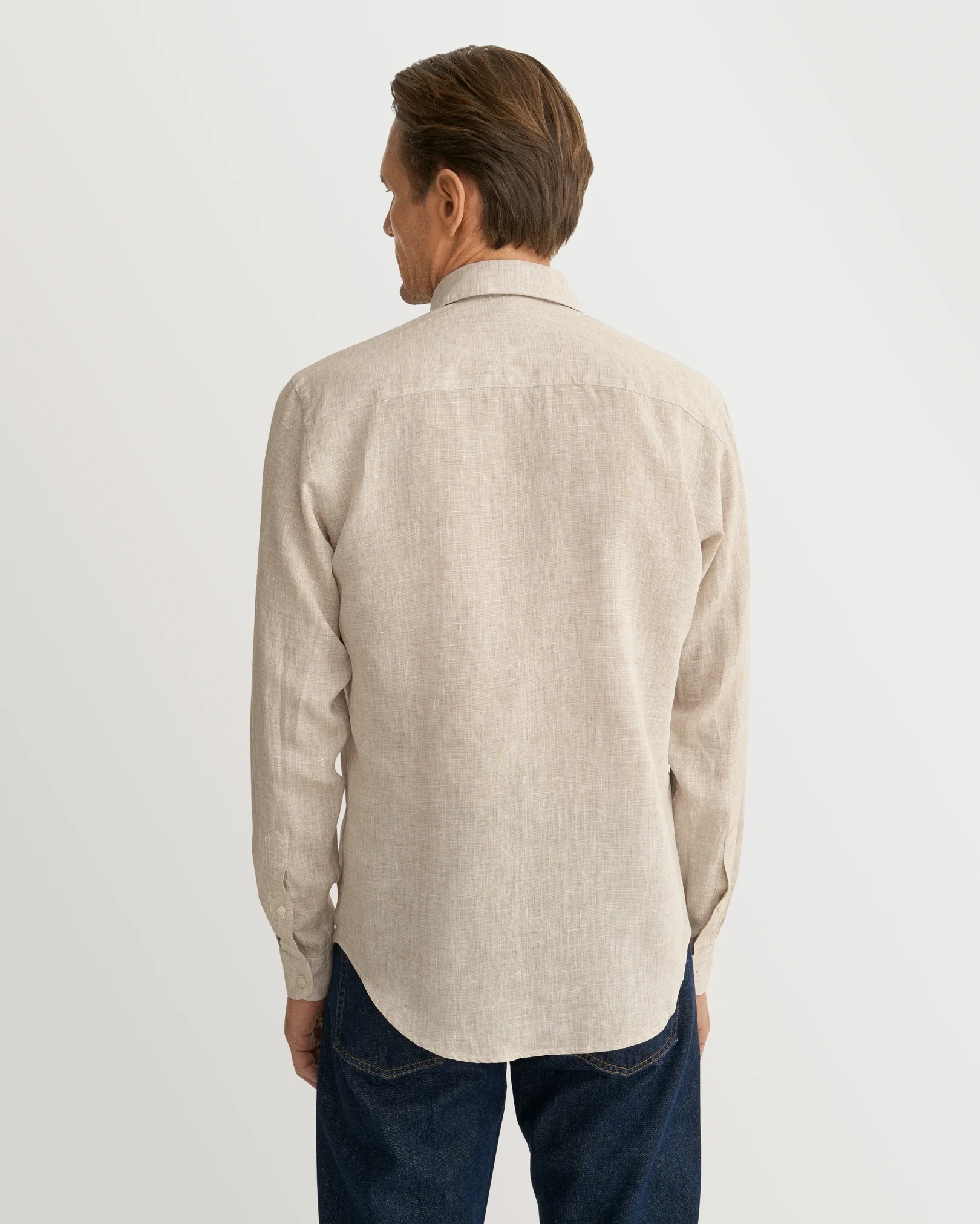 Eton - beige solid linen shirt 261