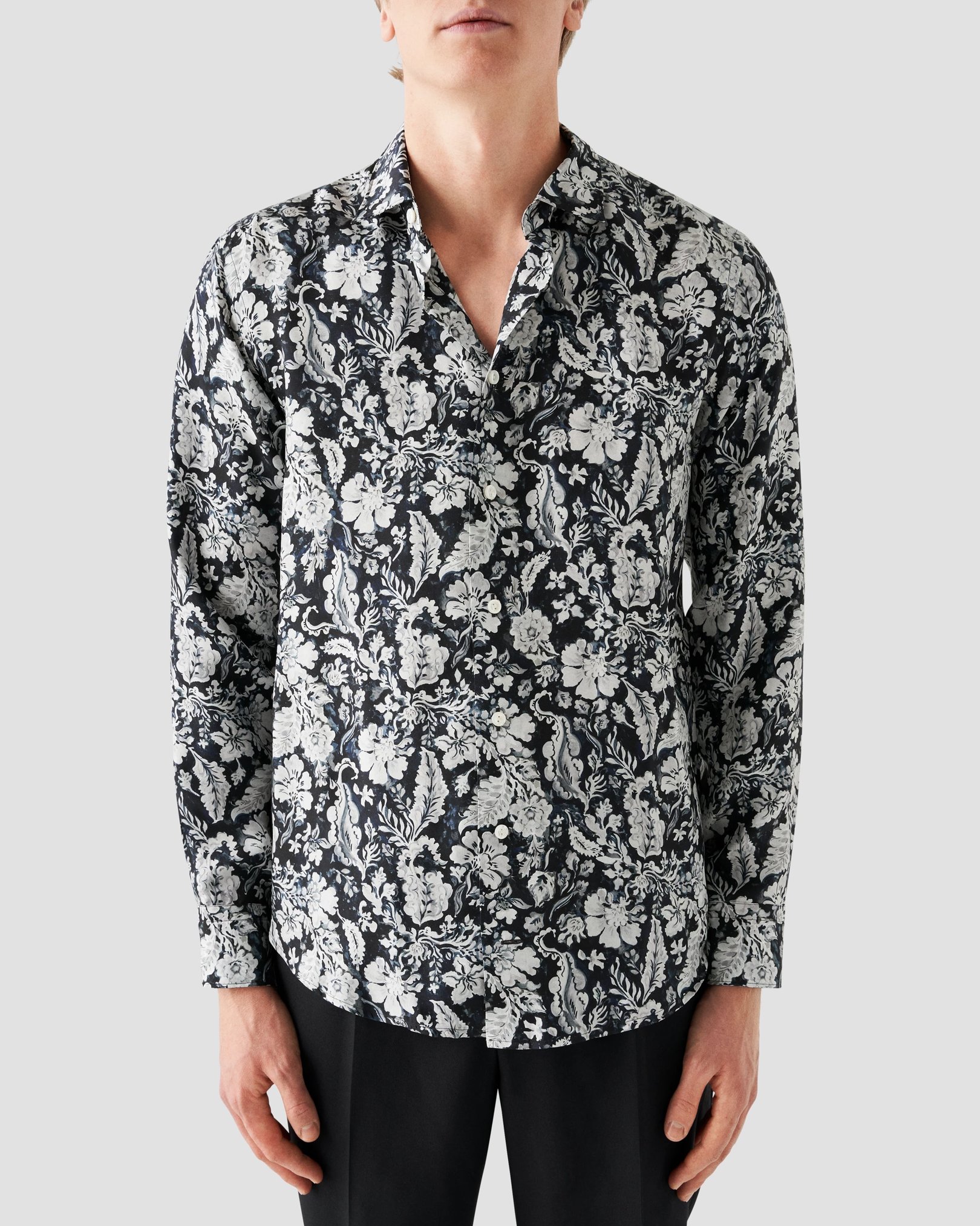 Eton - dark blue floral silk shirt