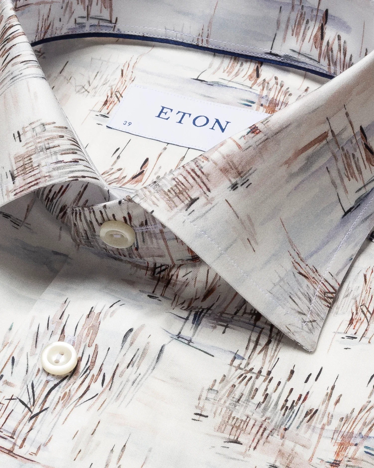 Eton - white crane print signature twill shirt