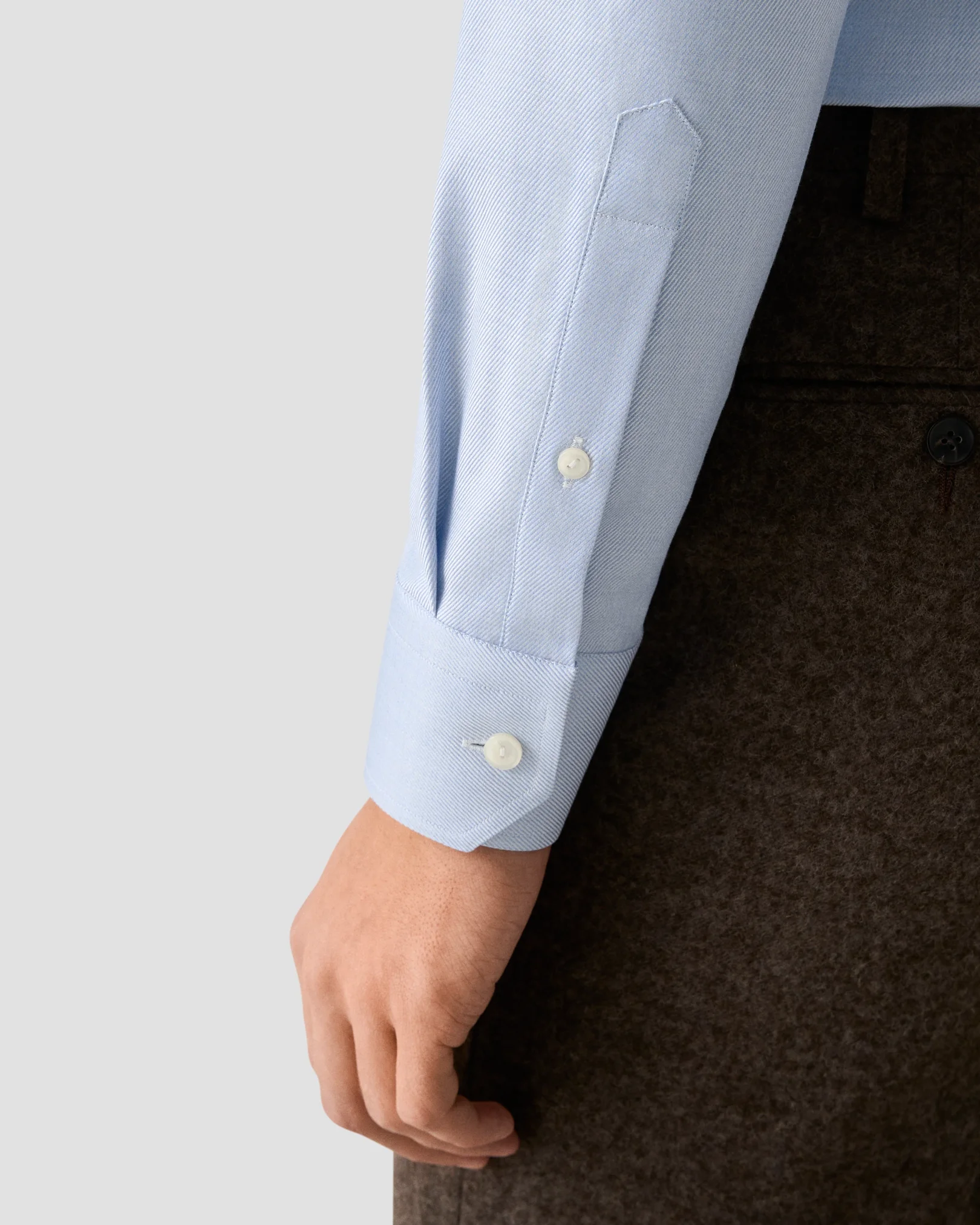 Eton - light blue melange solid cotton tencel tm lyocell shirt