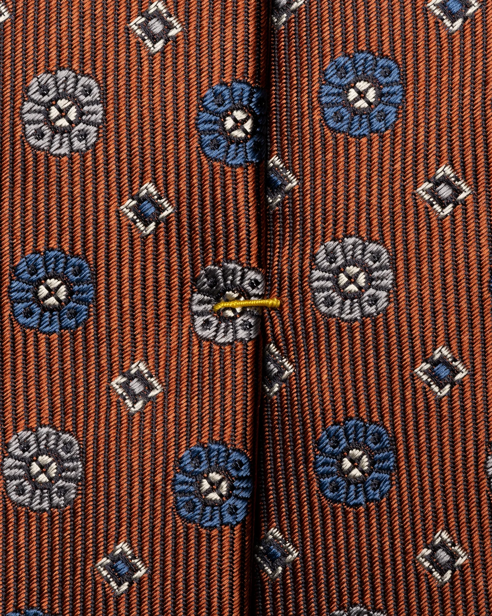 Eton - geometric woven silk tie orange