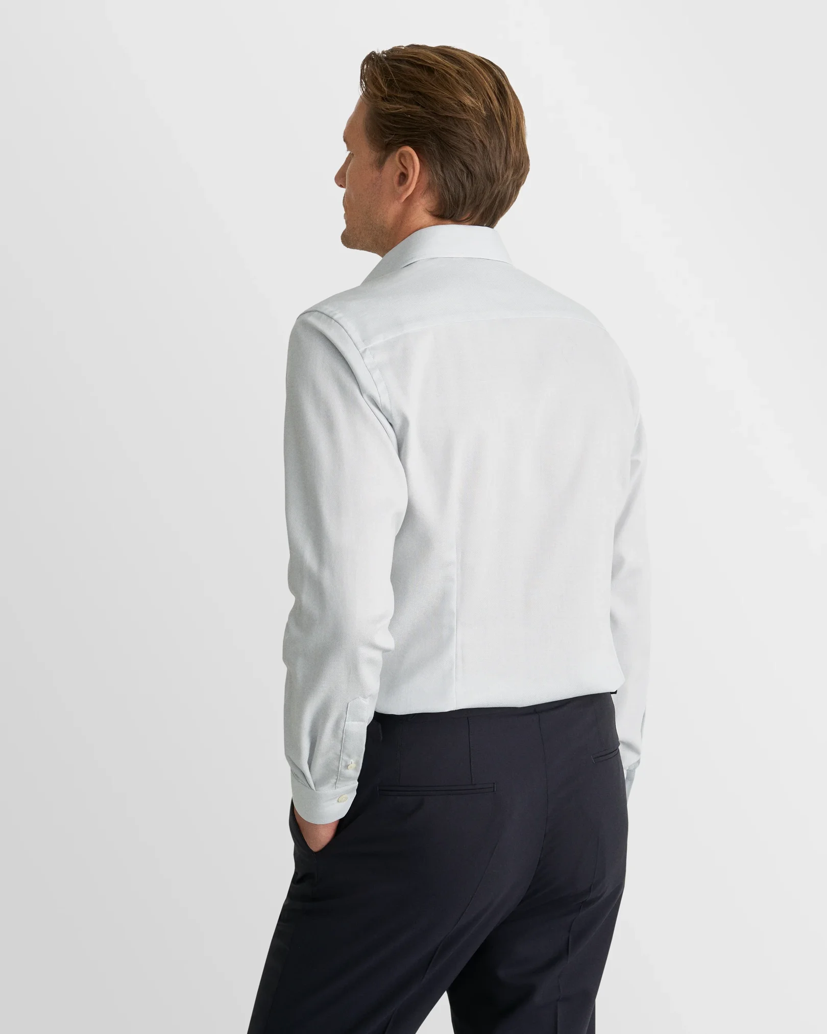 Eton - Light grey Melange Semi Solid Fine Twill Shirt