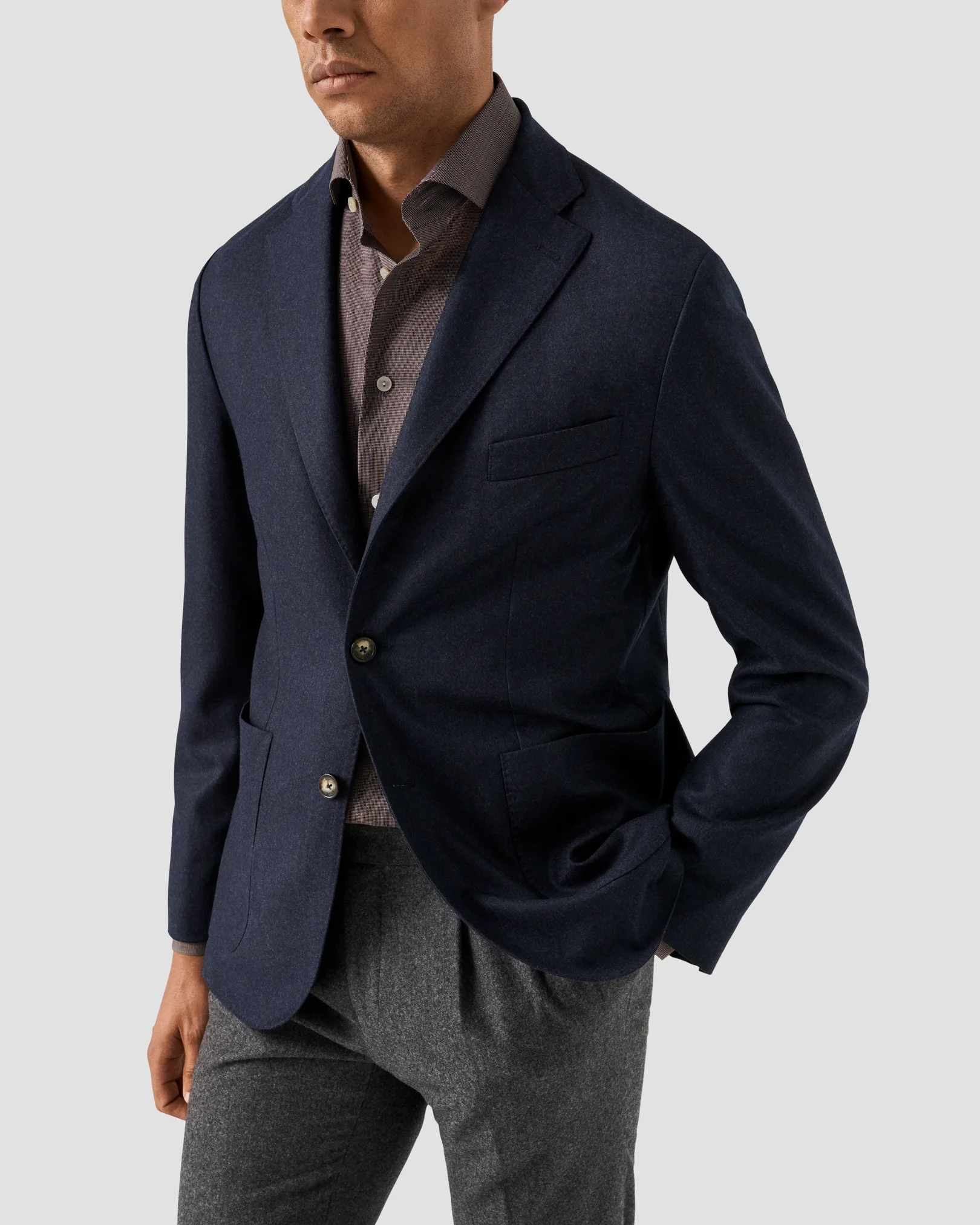 Eton - semi solid red merino shirt