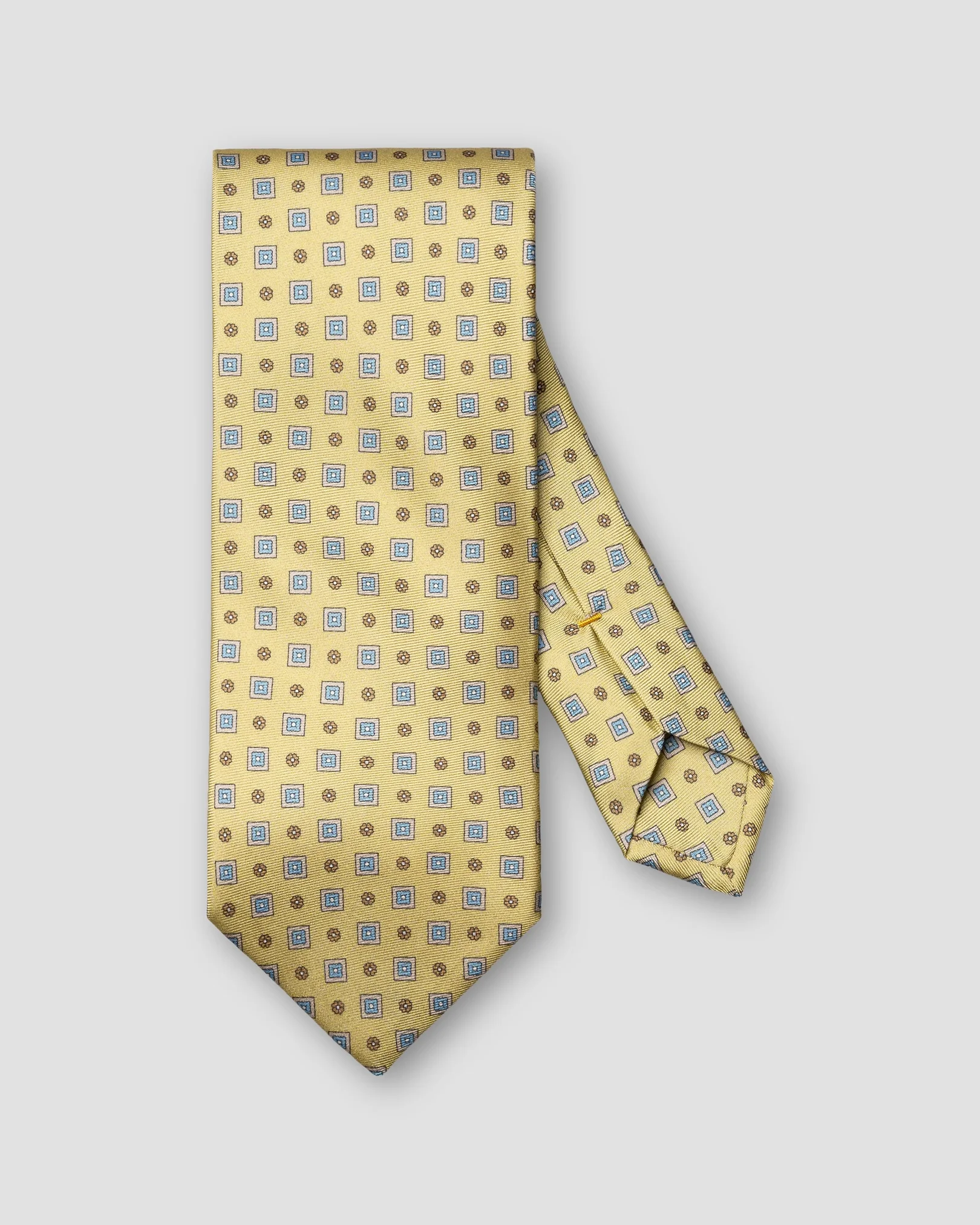 Eton - yellow medallion floral printed silk tie