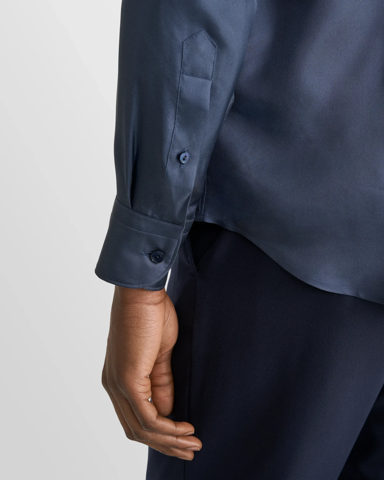 Eton - navy solid silk shirt