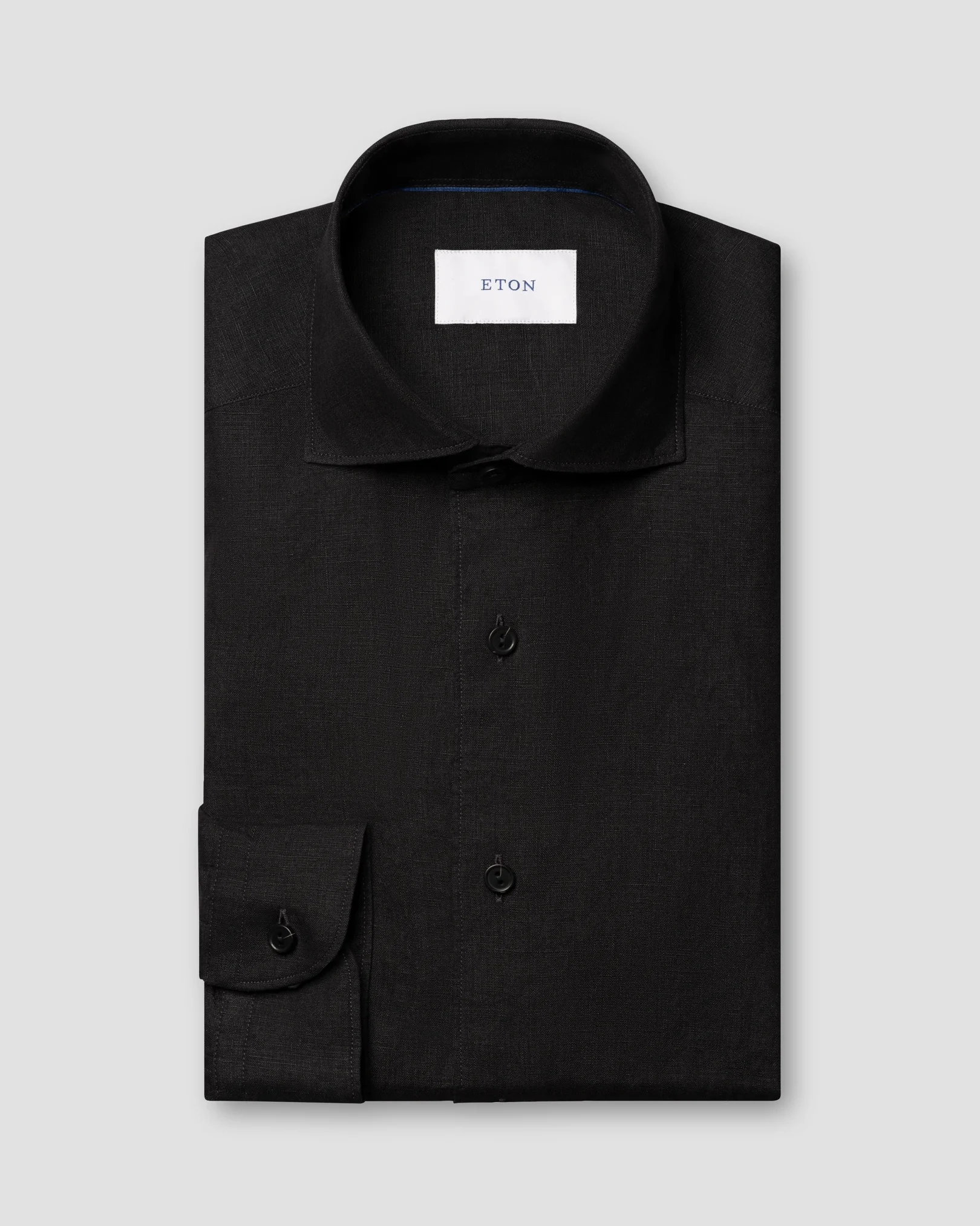 Eton - solid linen shirt wide spread rounded single casual fit