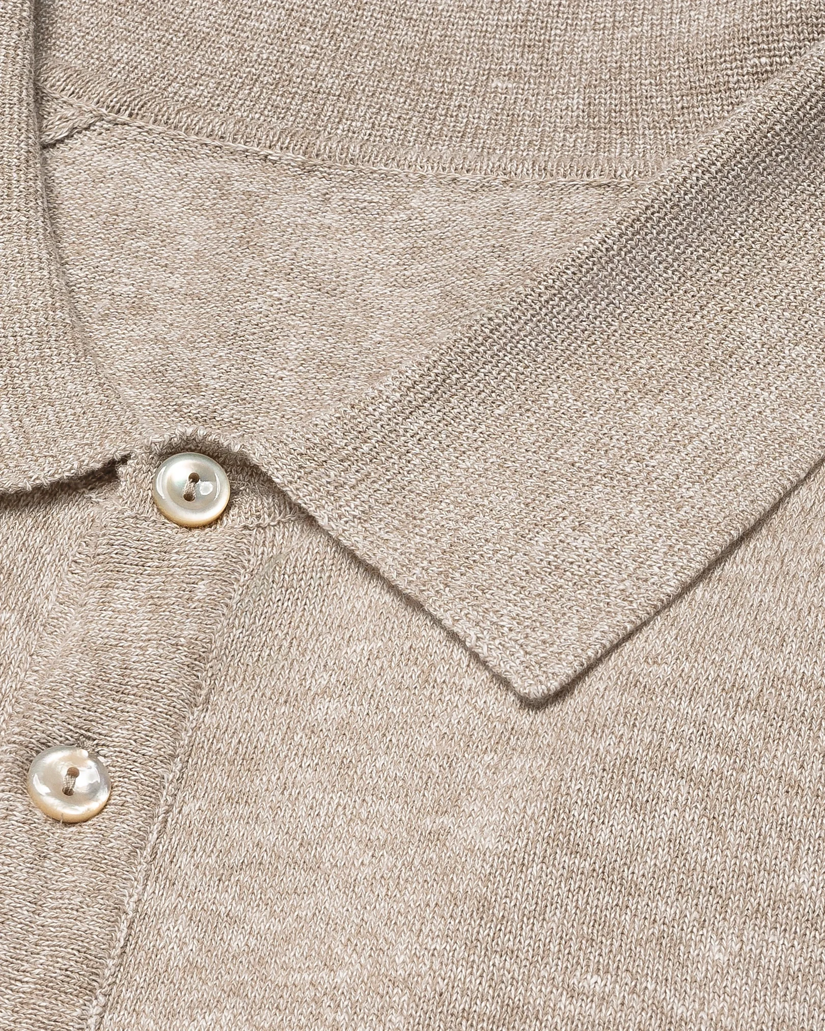 Eton - beige cotton linen fine knit polo