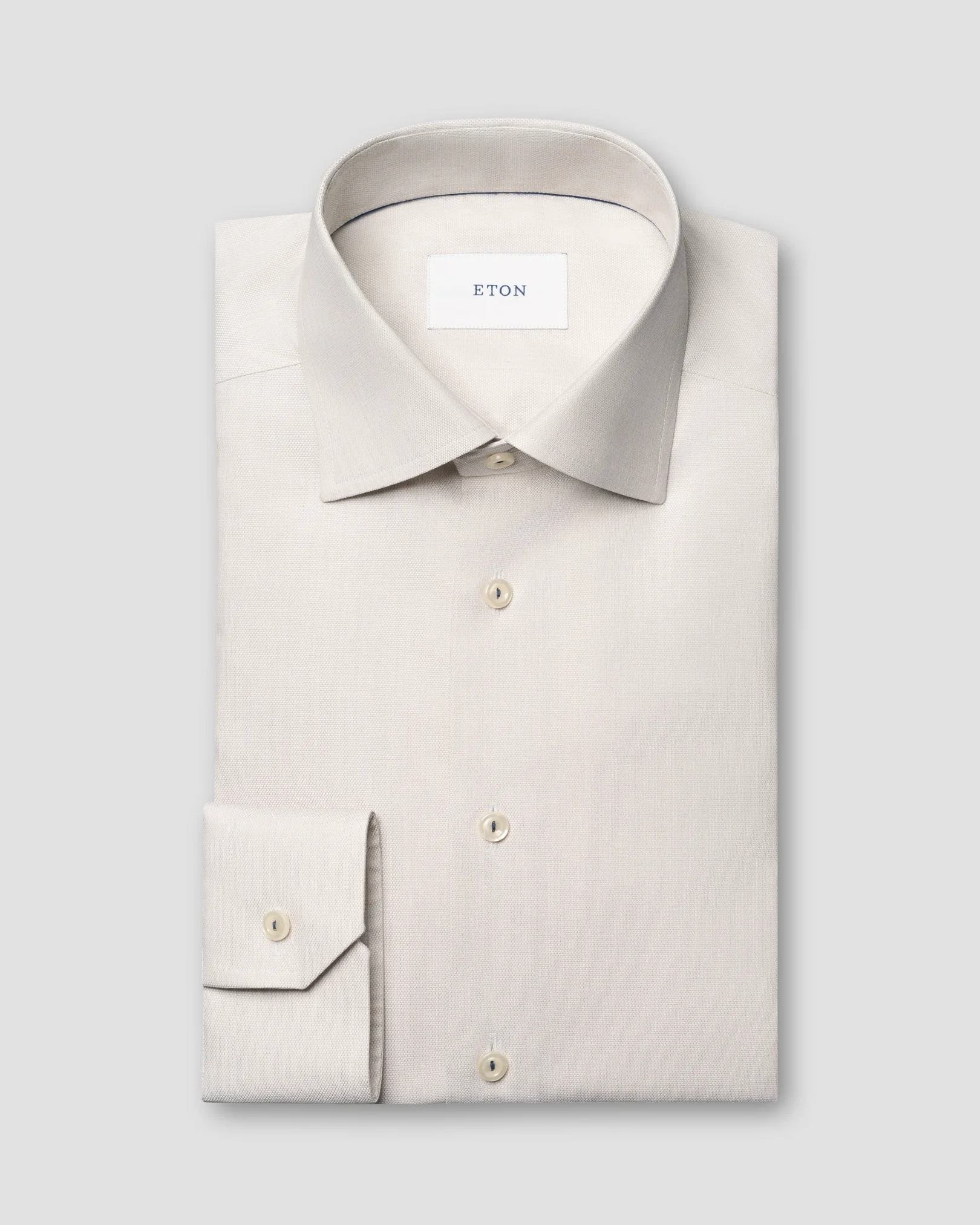 Eton - beige solid cotton and tencel tm lyocell shirt