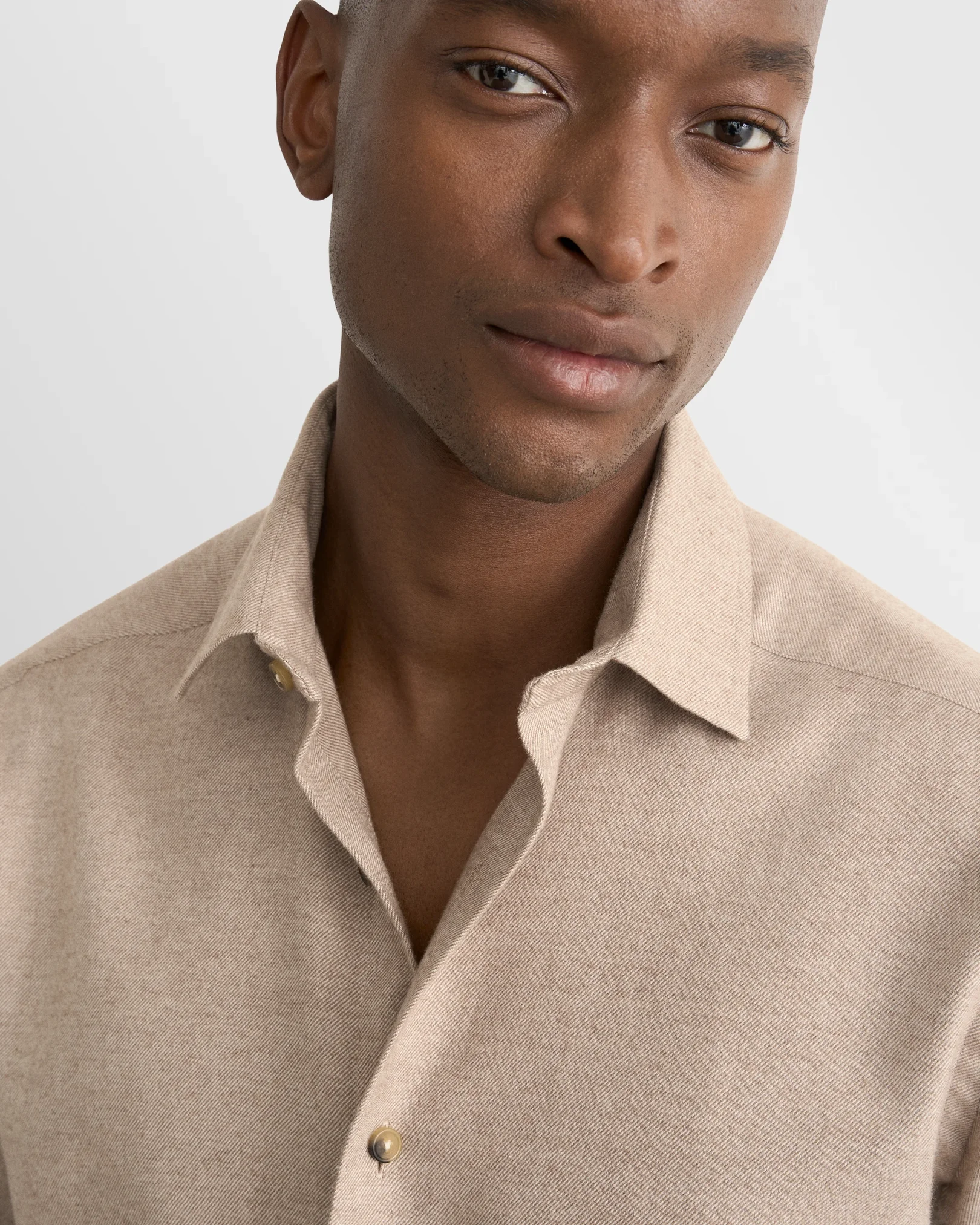 Eton - beige solid flannel shirt