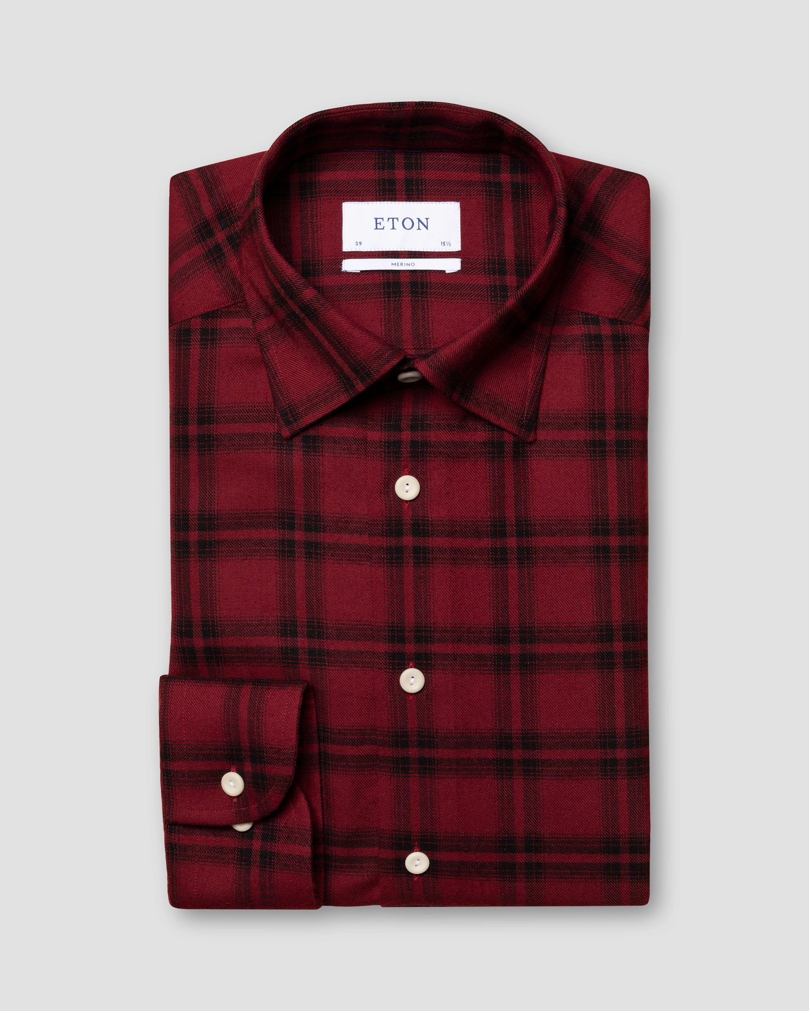 Eton - red brushed merino wool shirt