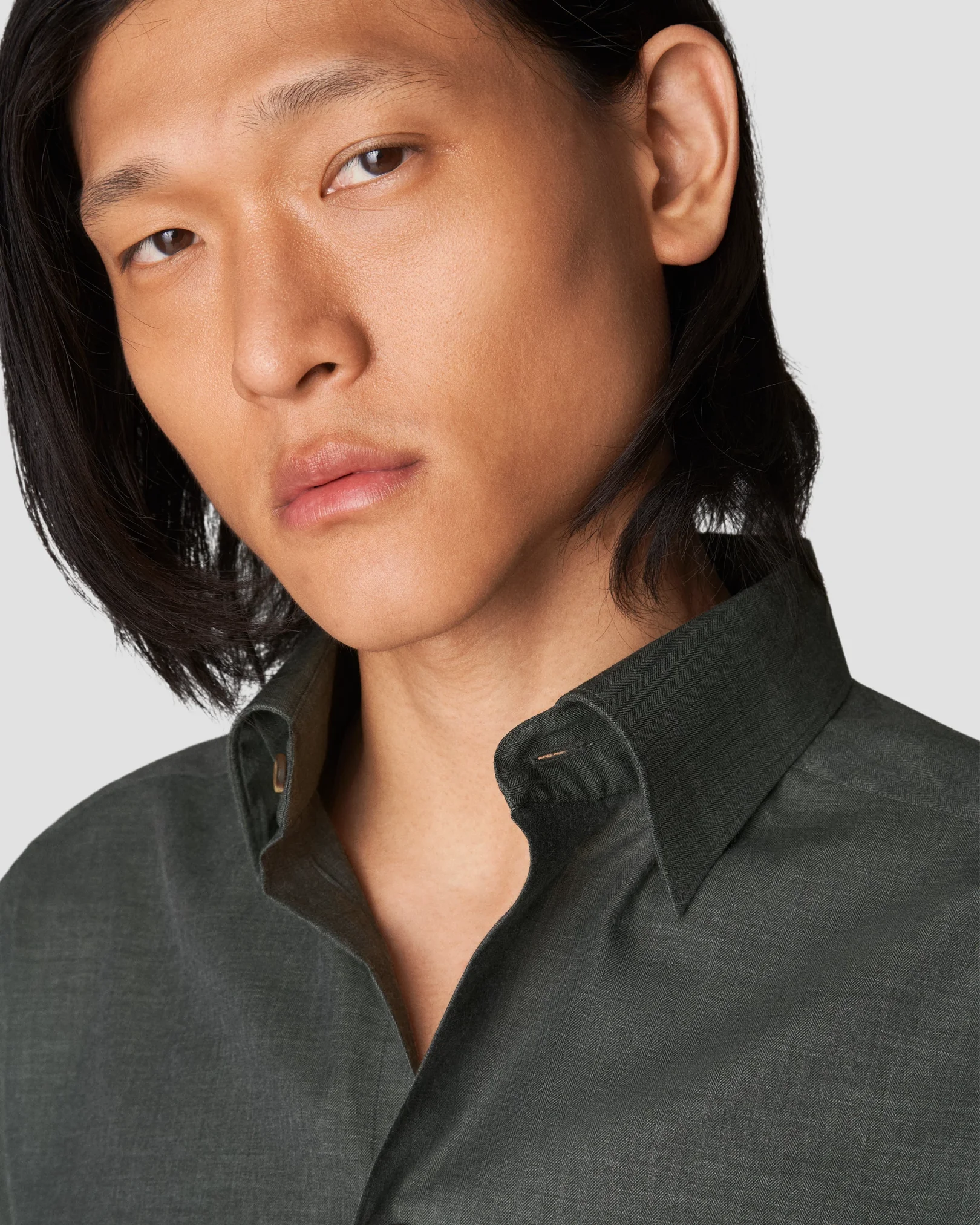 Eton - dark green flnnel shirt