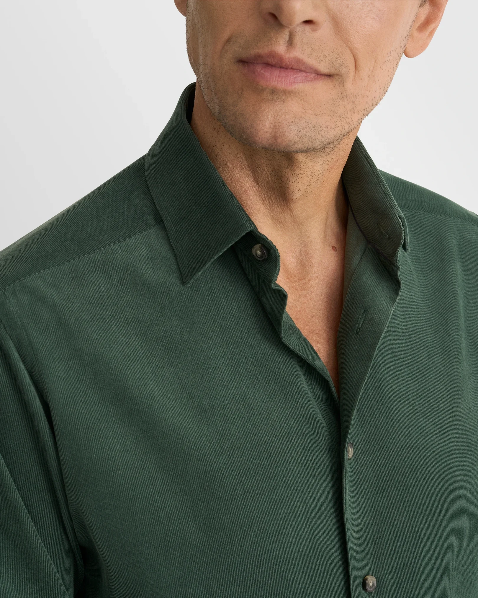 Eton - dark green solid corduroy shirt