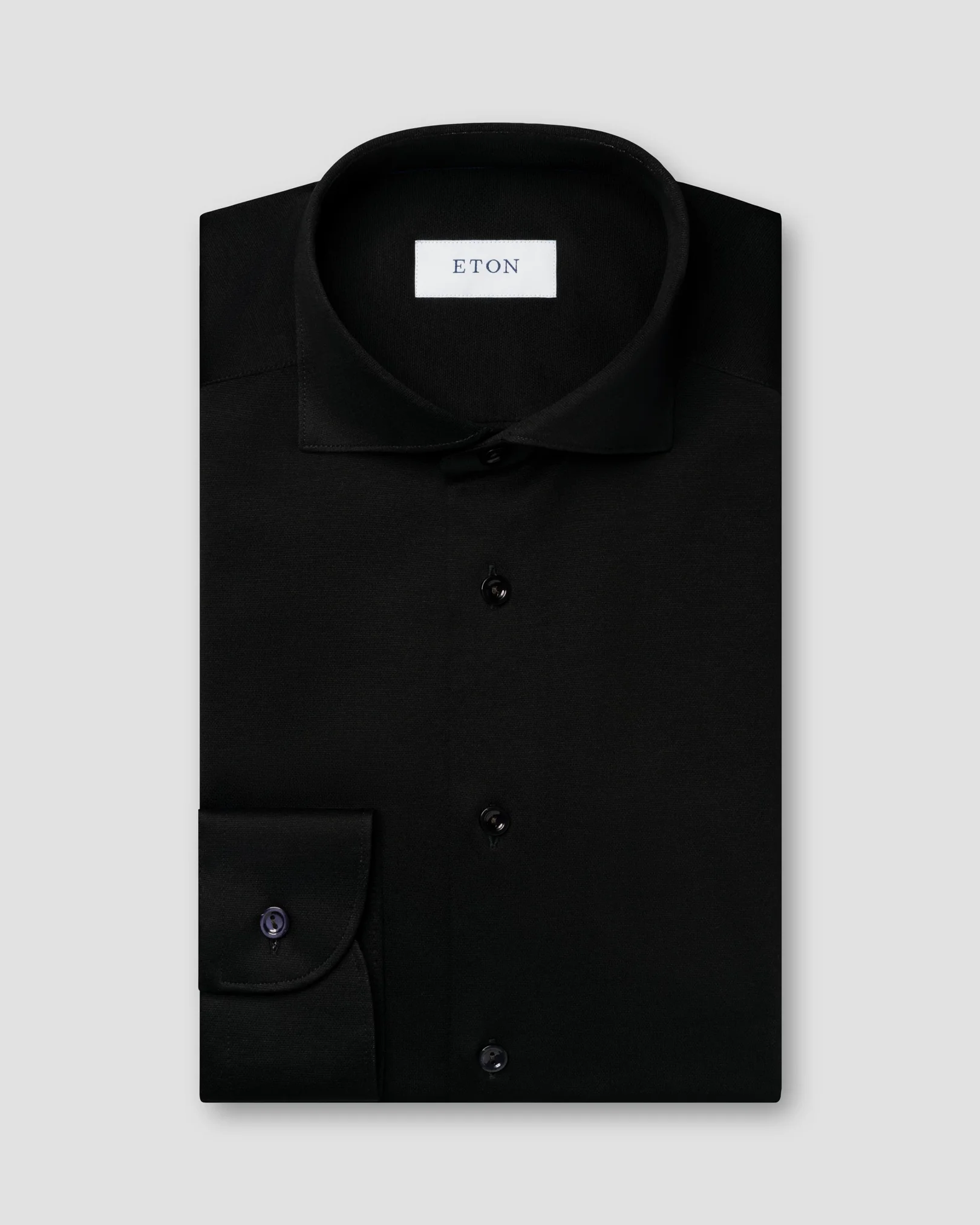 Eton - black filo di scotia knitted jaquard shirt