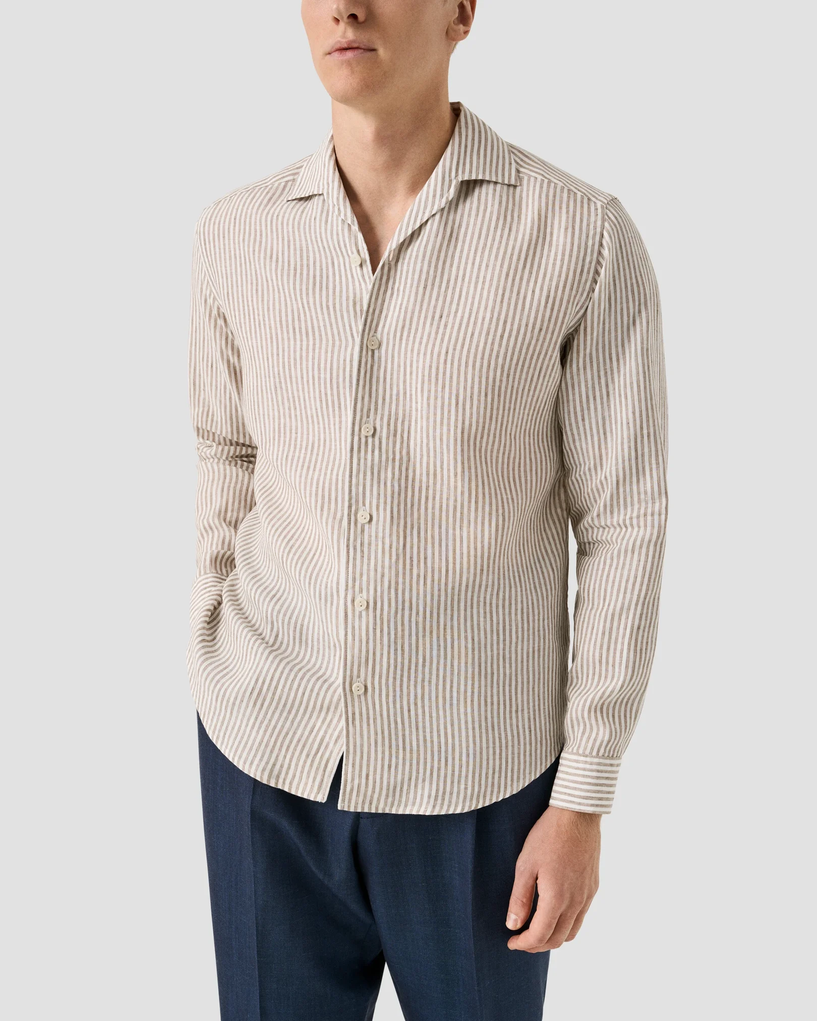 Eton - beige striped linen shirt