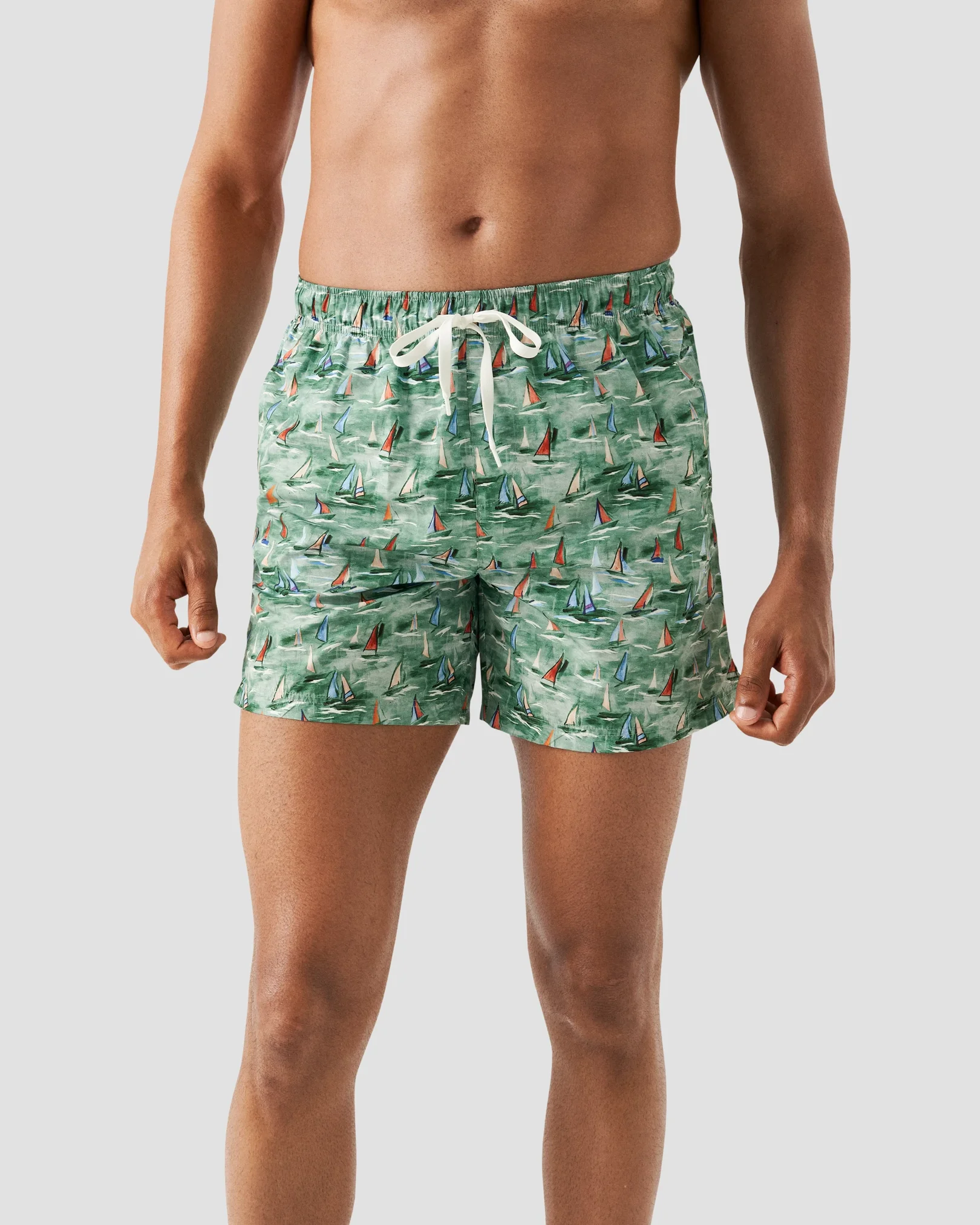 Eton - mid green sailboat swimshorts