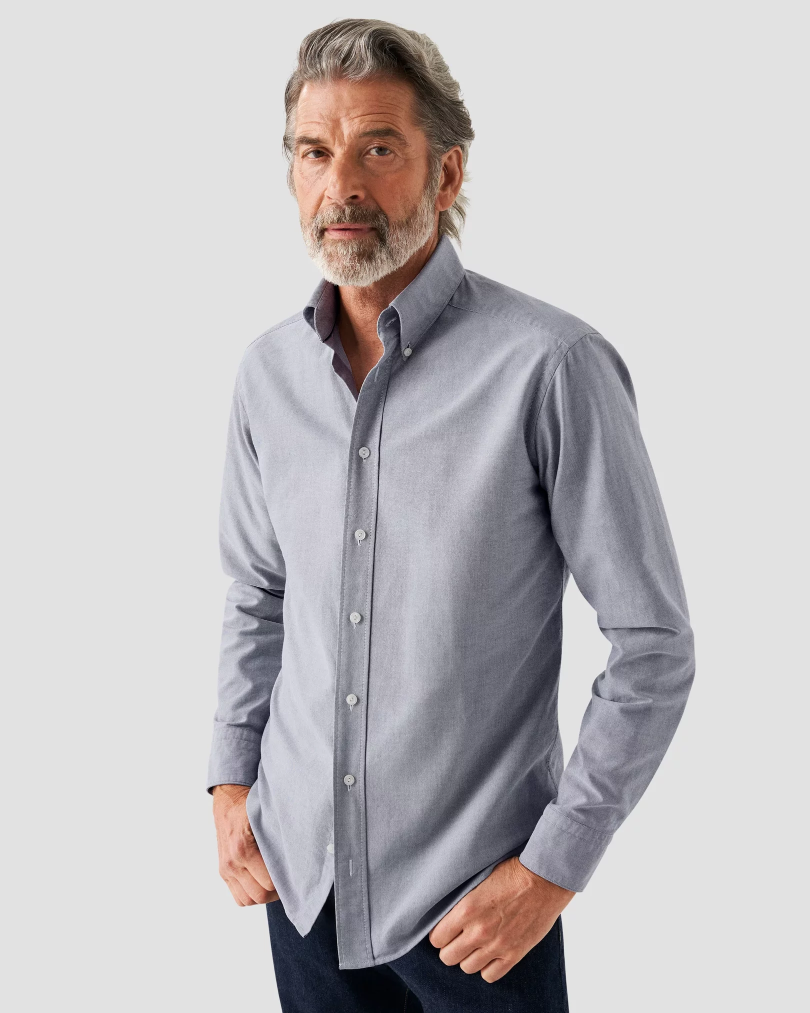 Eton - solid dark blue oxford shirt