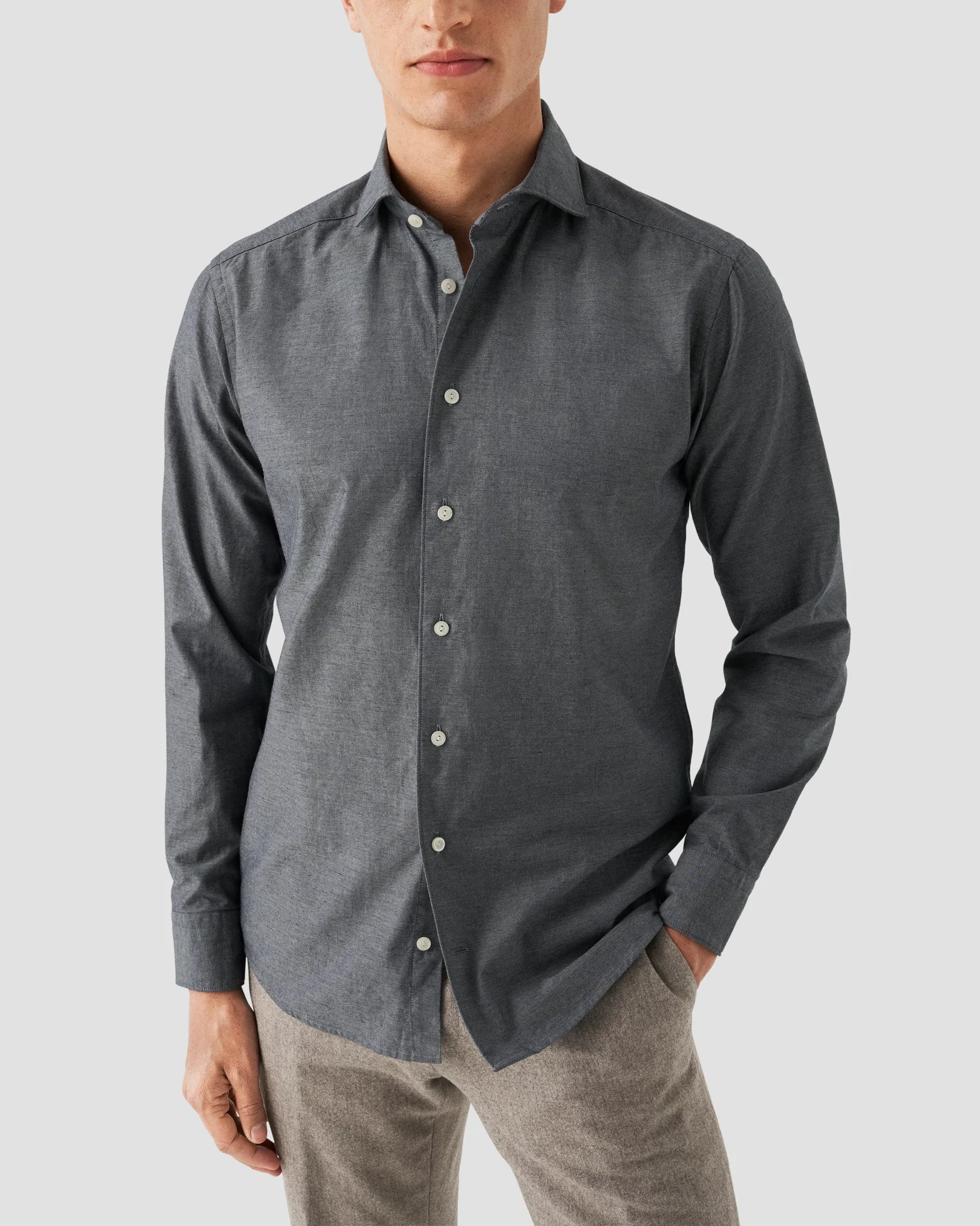 Eton - Chemise en flanelle unie