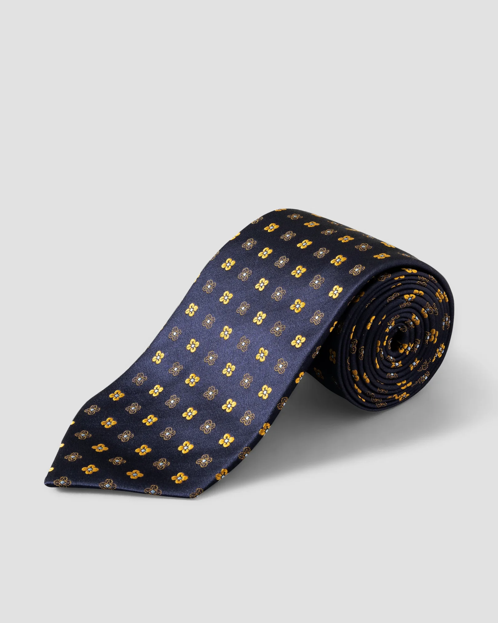 Eton - micro floral woven silk tie yellow