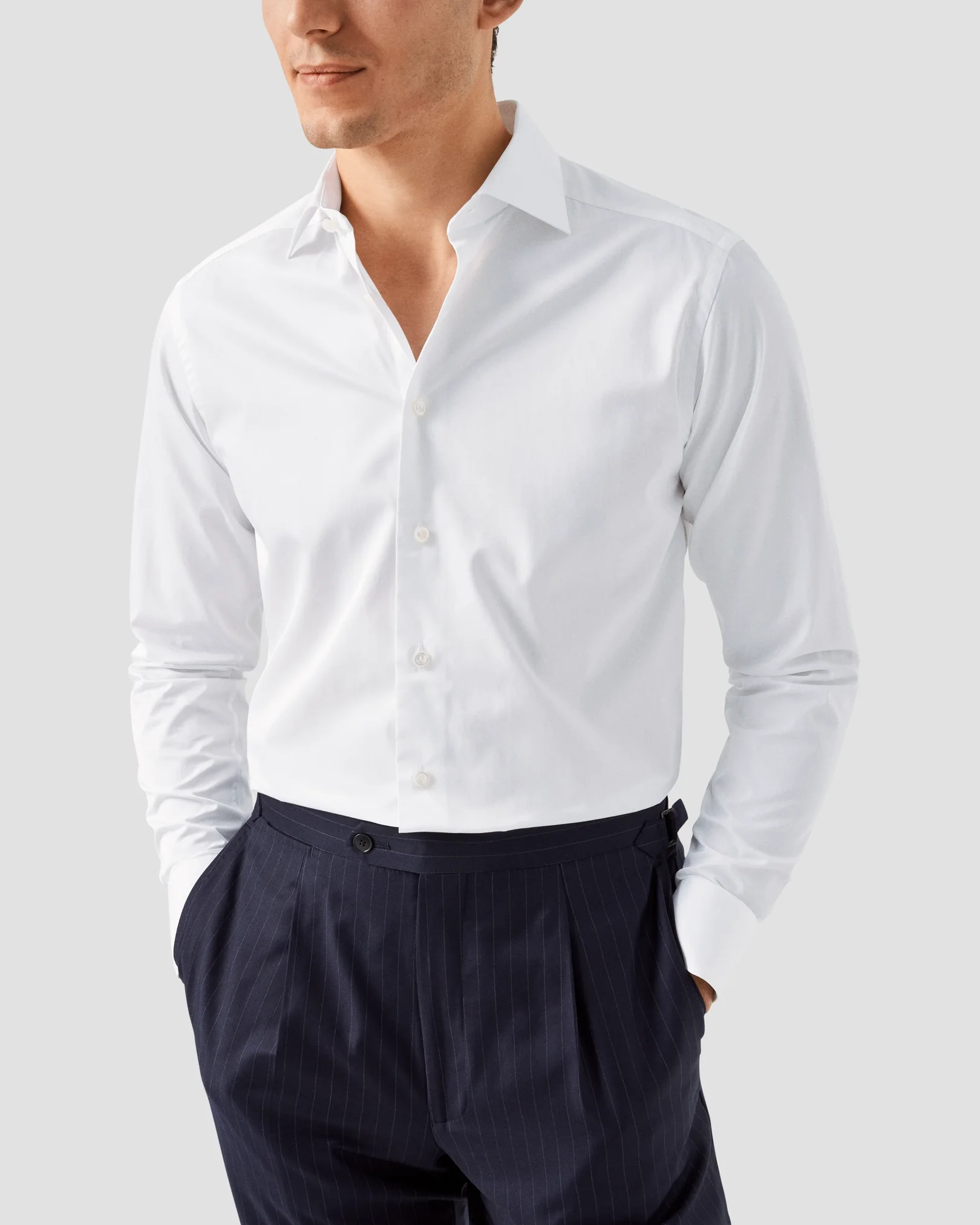 Eton - Chemise en sergé uni surélevé