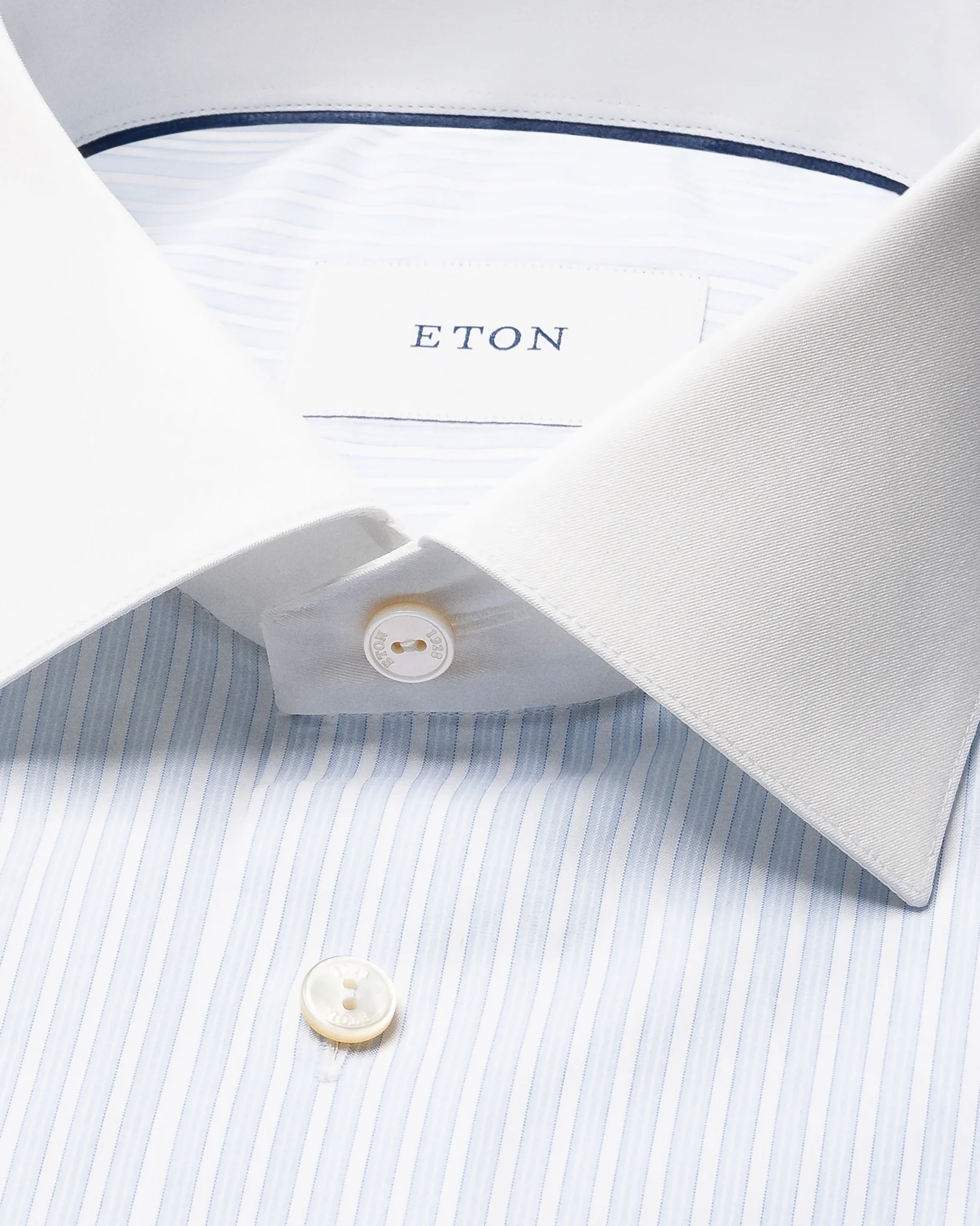 Eton - light blue white collar supima 120 shirt