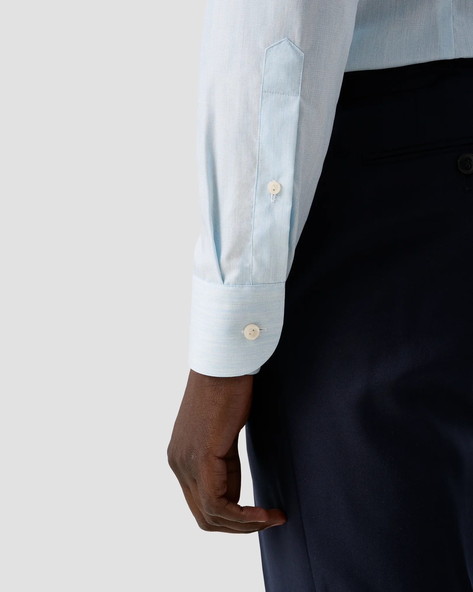 Eton - light blue solid twill shirt wide spread 258