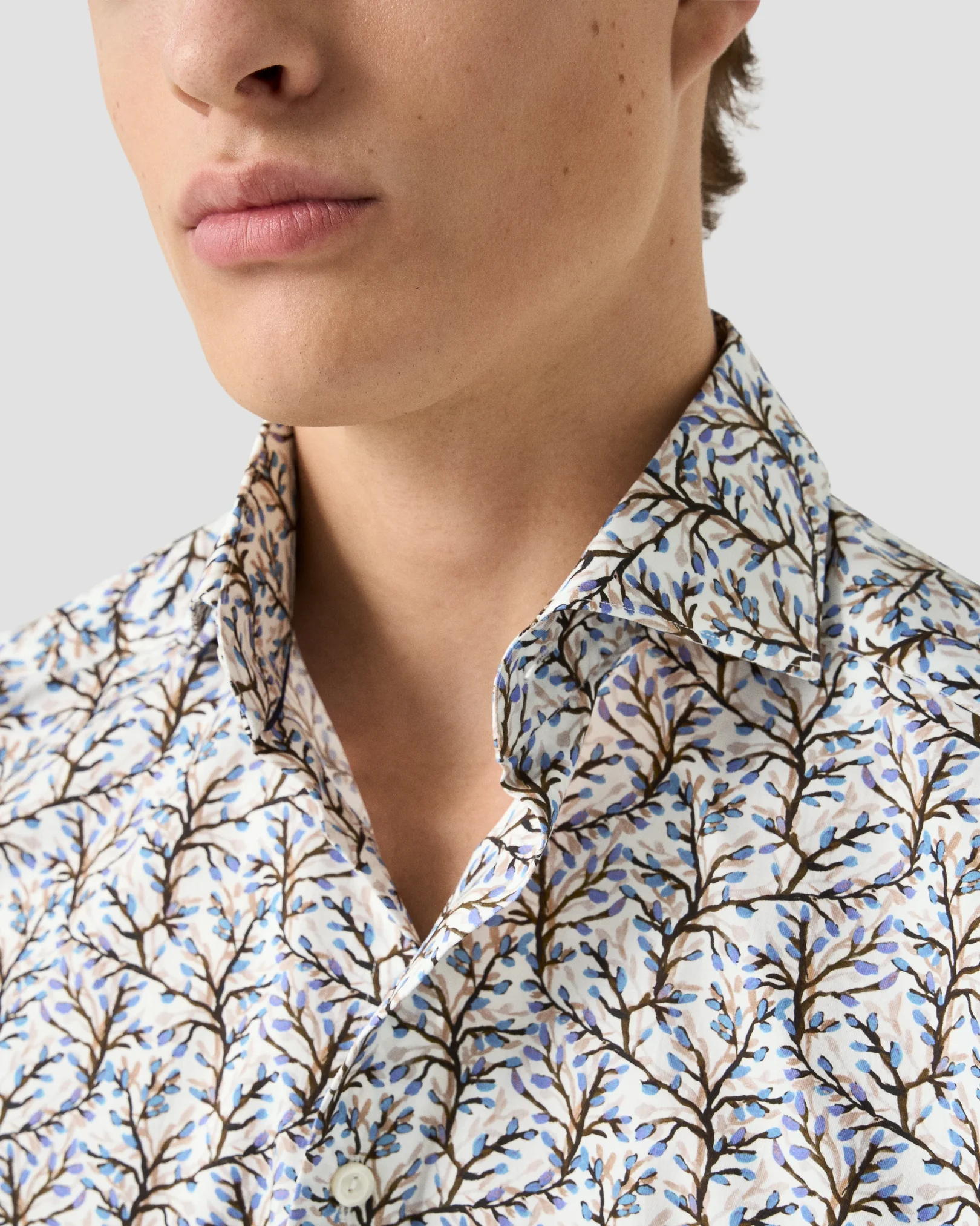 Eton - brown floral print shirt