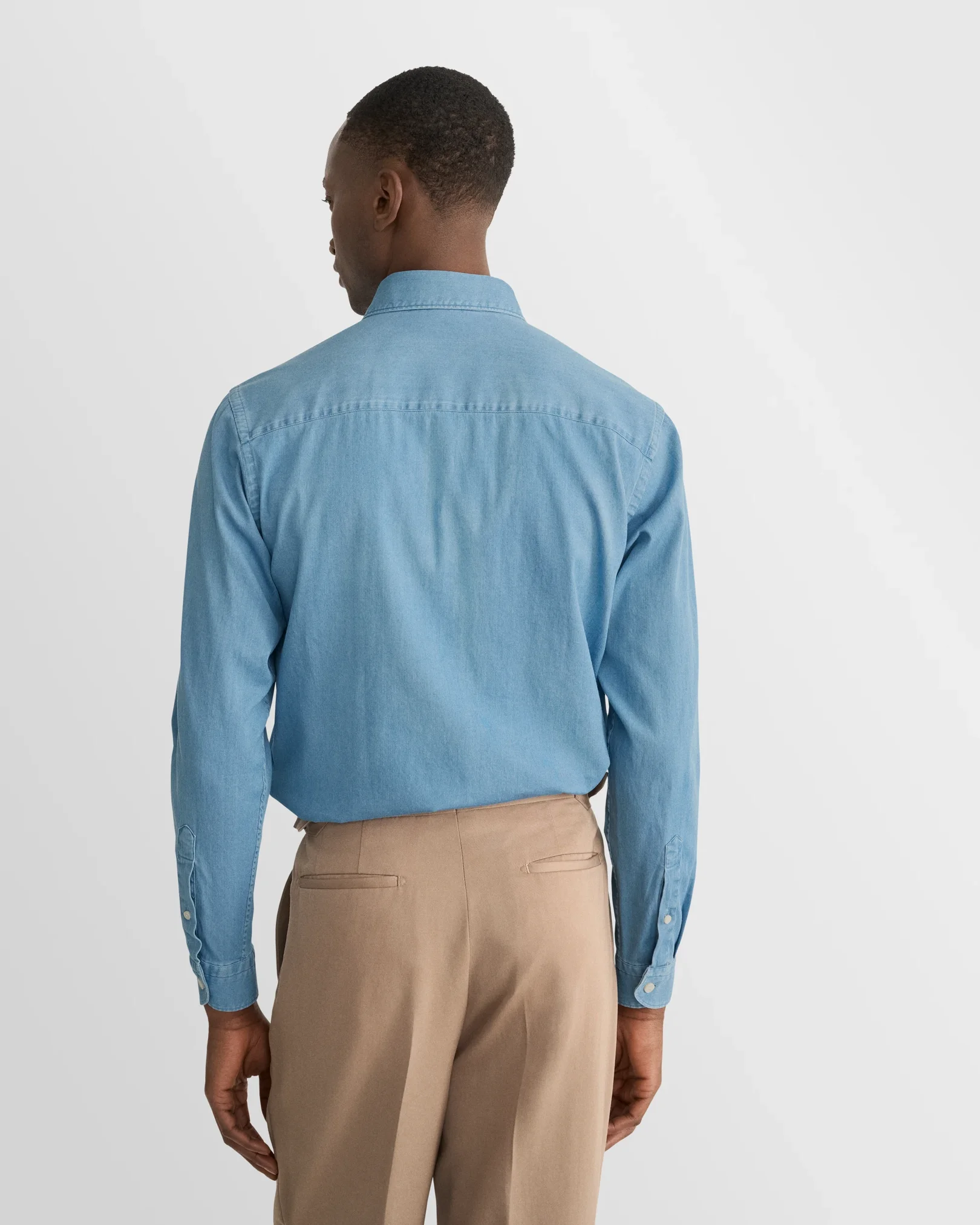 Eton - mid blue denim stretch shirt we