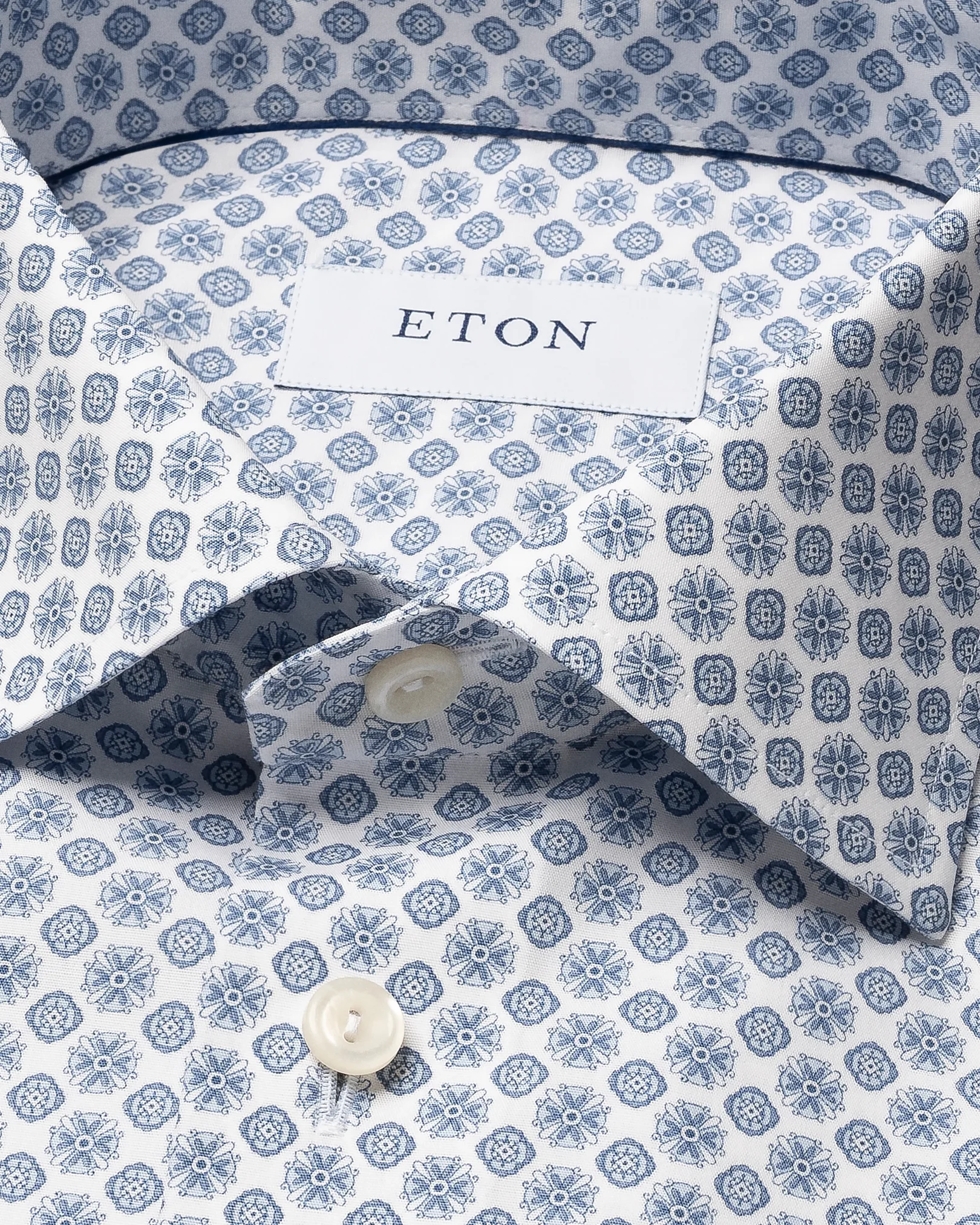 Eton - dark blue geometric signature poplin shirt