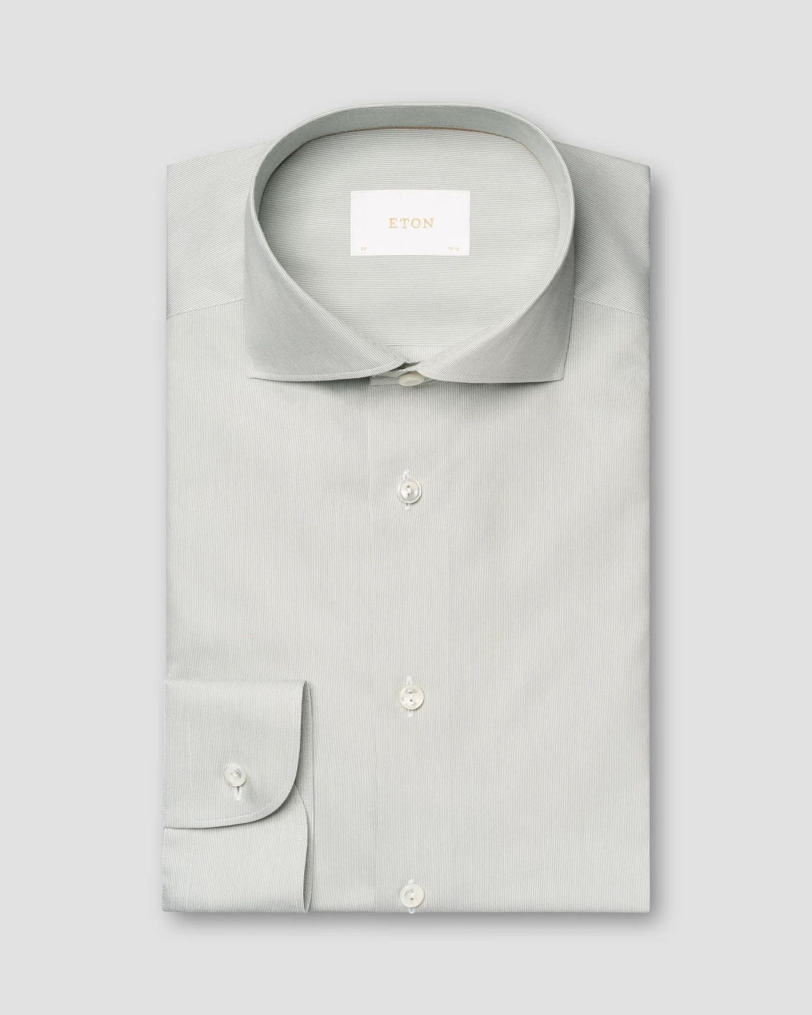 Eton - light green cotton and silk fine stripe shirt