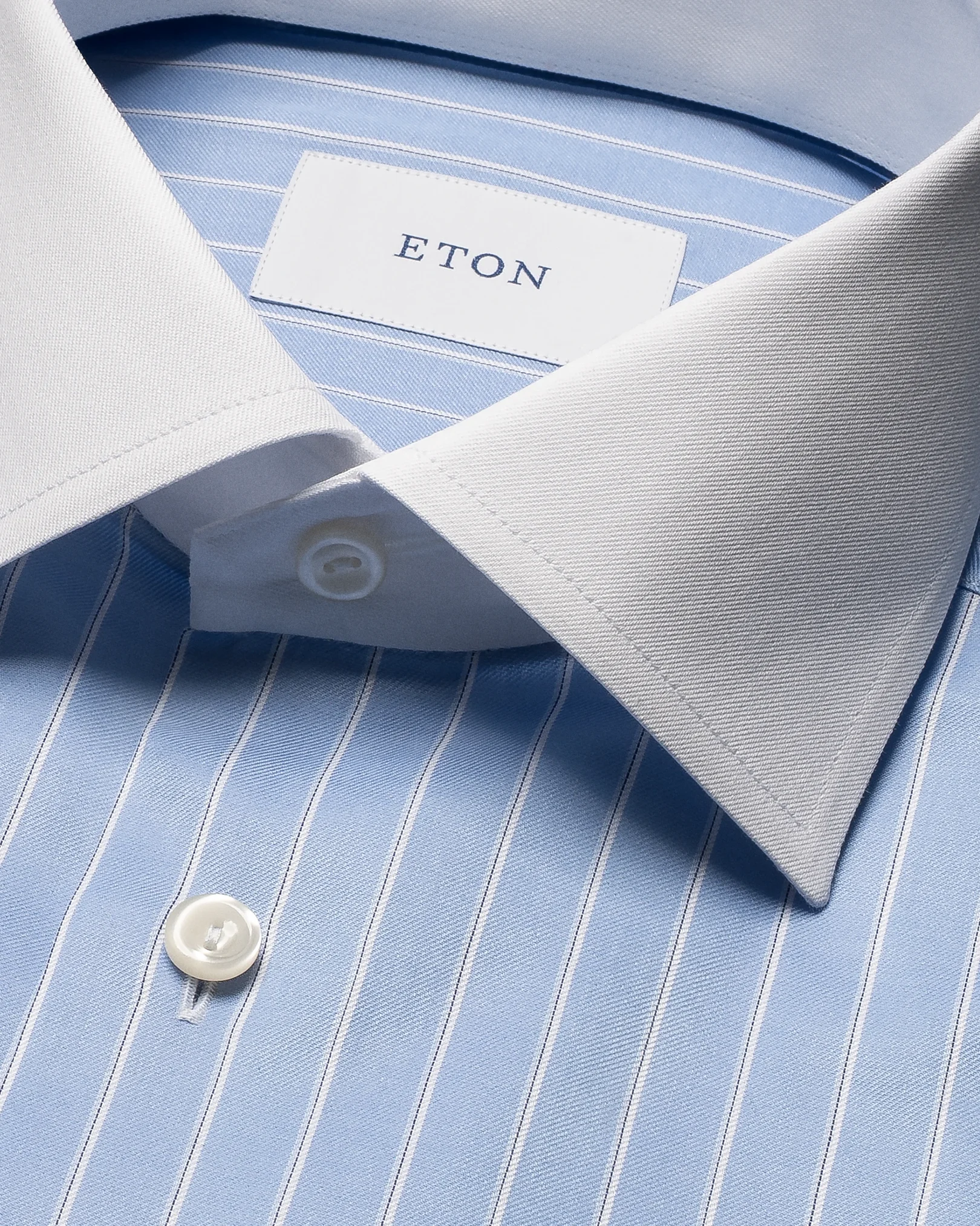 Eton - blue striped signature twill shirt cut away 266