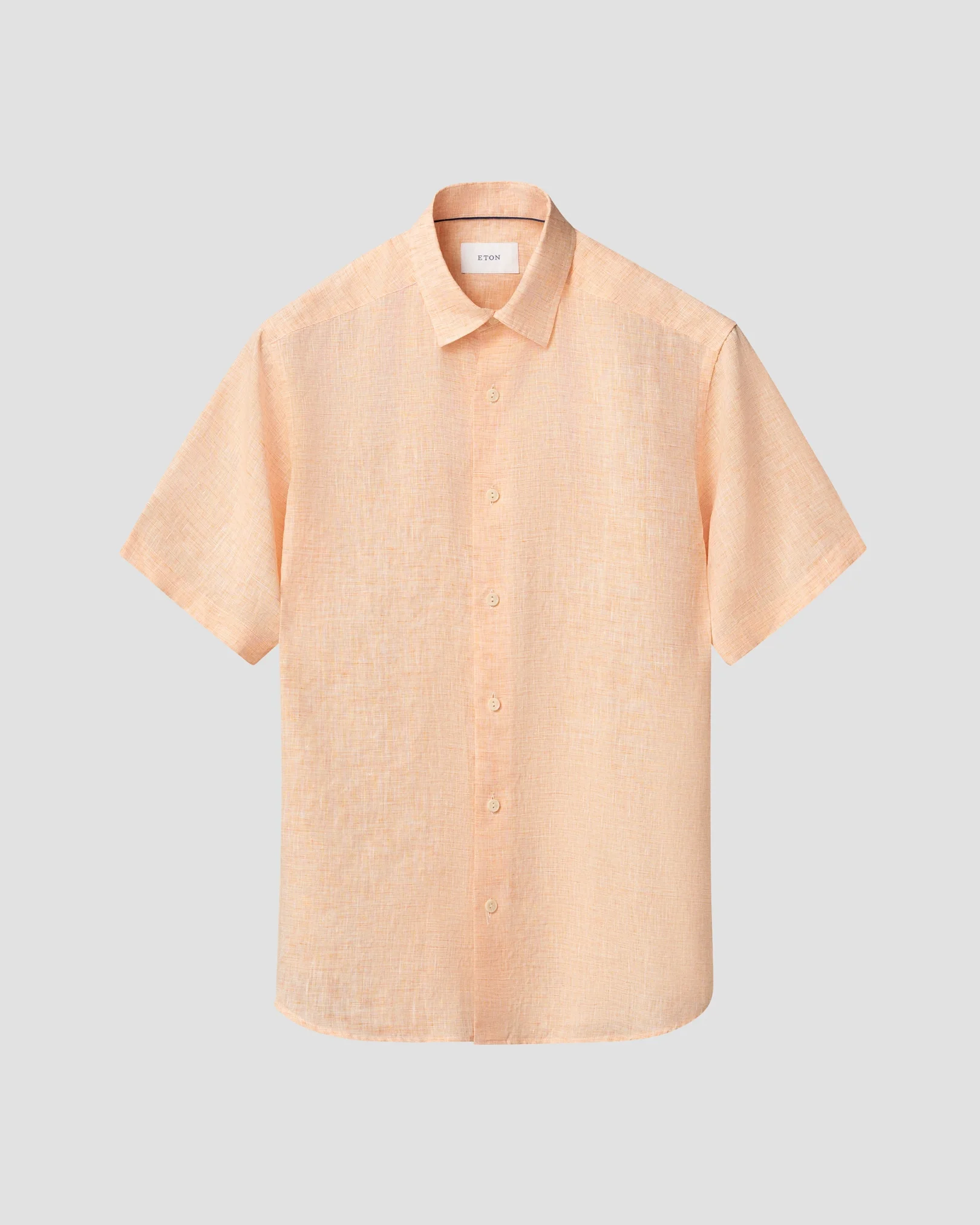 Eton - orange solid linen short sleeve shirt