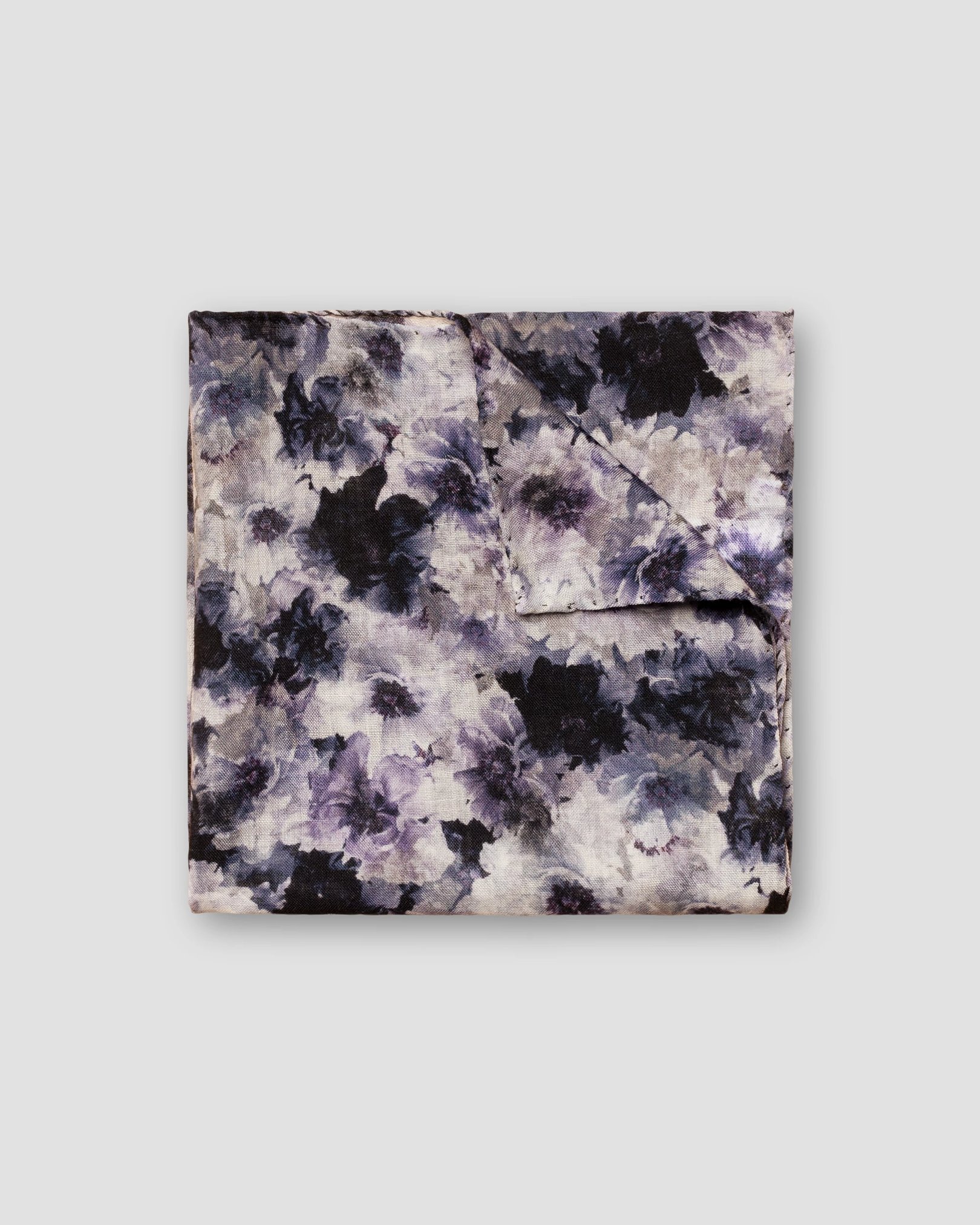Eton - Navy Floral Wool Twill Pocket Square