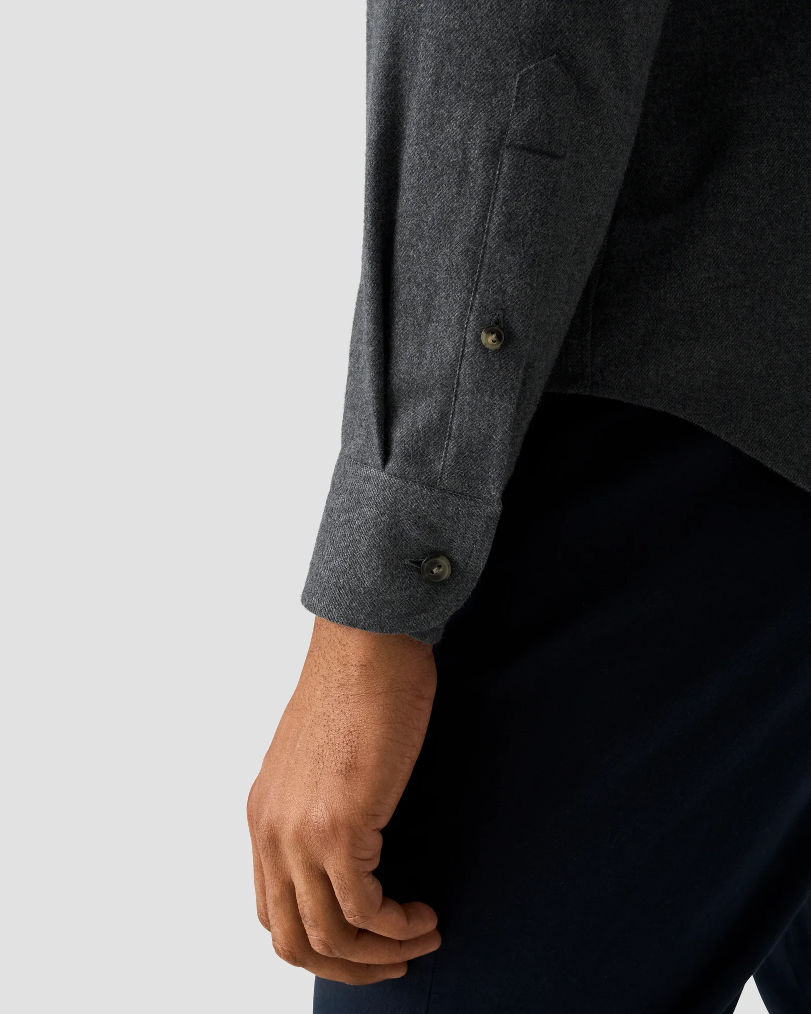 Eton - solid flannel shirt dark blue solid flannel shirt