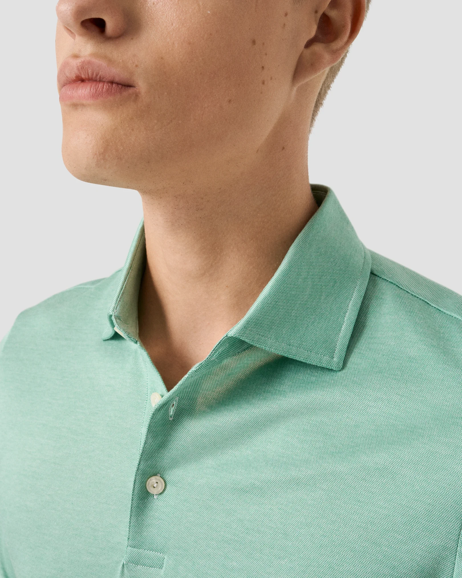 Eton - light green jacquard filo di scozia polo shirt