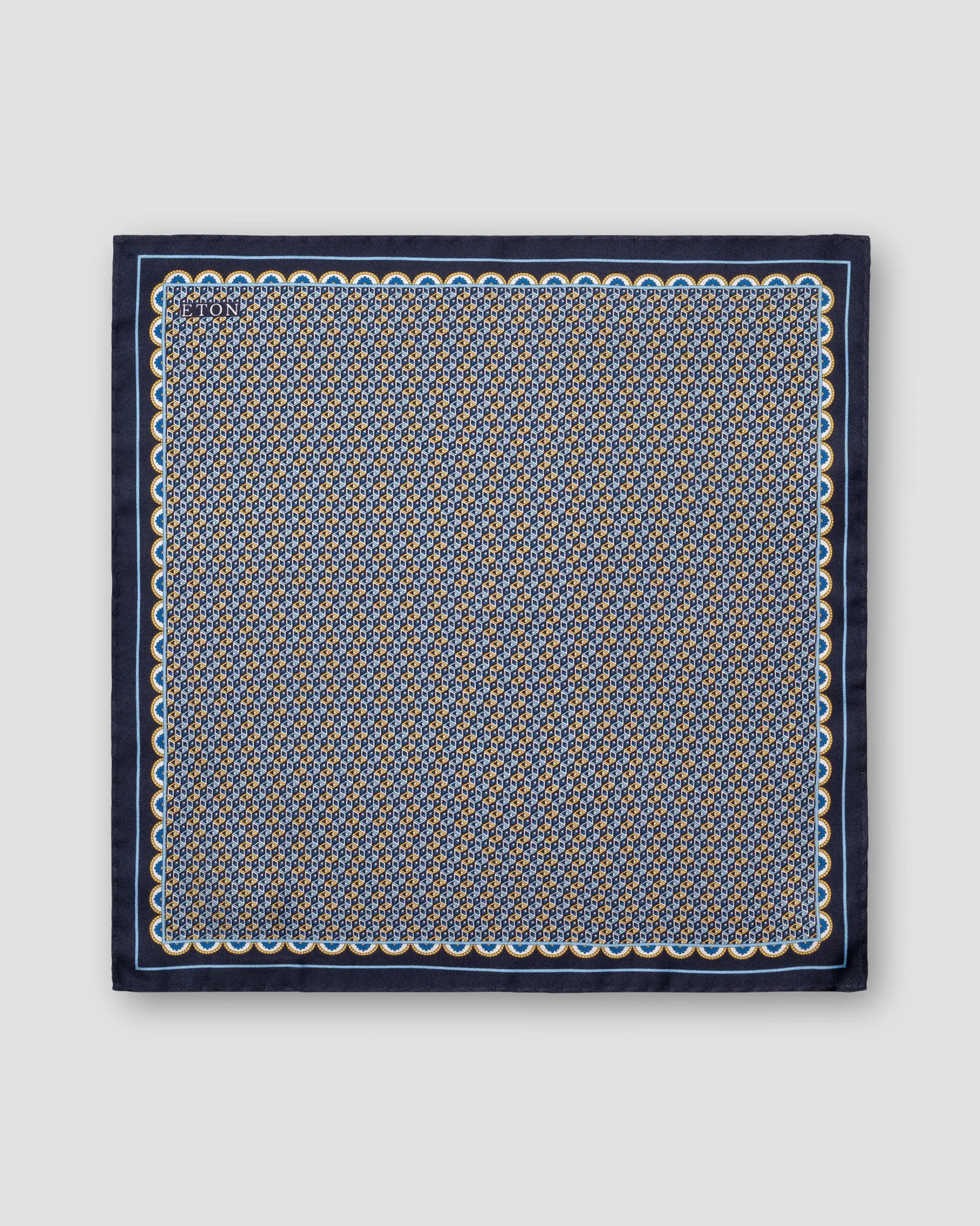 Eton - yellow geometrical silk twill pocket square
