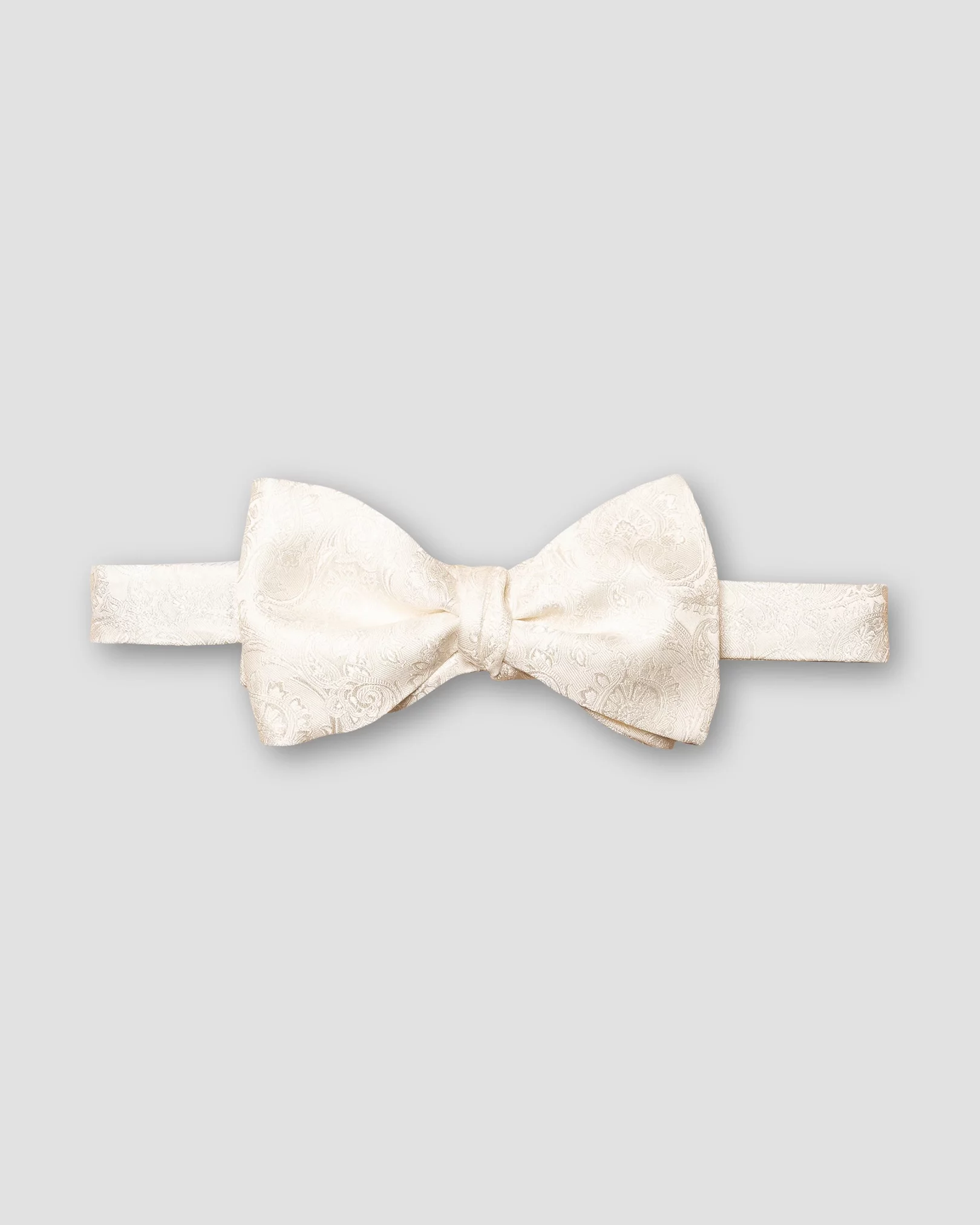 White Paisley Print Silk Bow Tie - Ready Tied