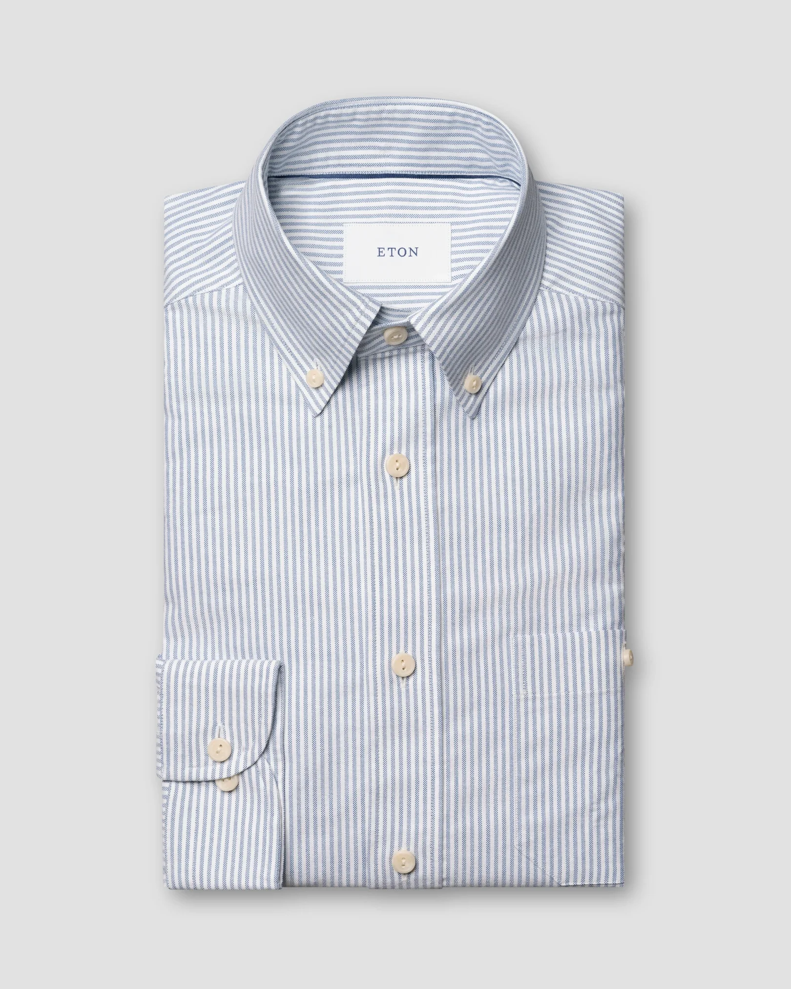 Eton - mid blue striped oxford shirt