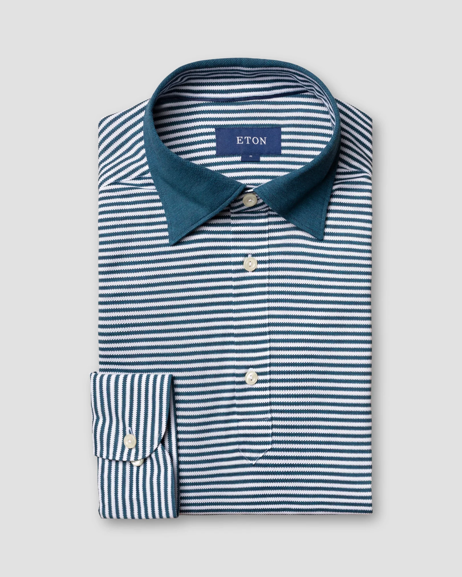 Eton - petrol striped polo shirt long sleeved