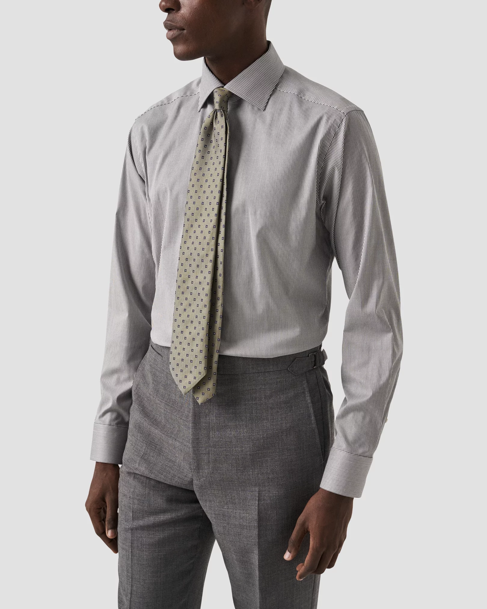 Eton - Navy Striped Cotton & TENCEL™ Lyocell Shirt