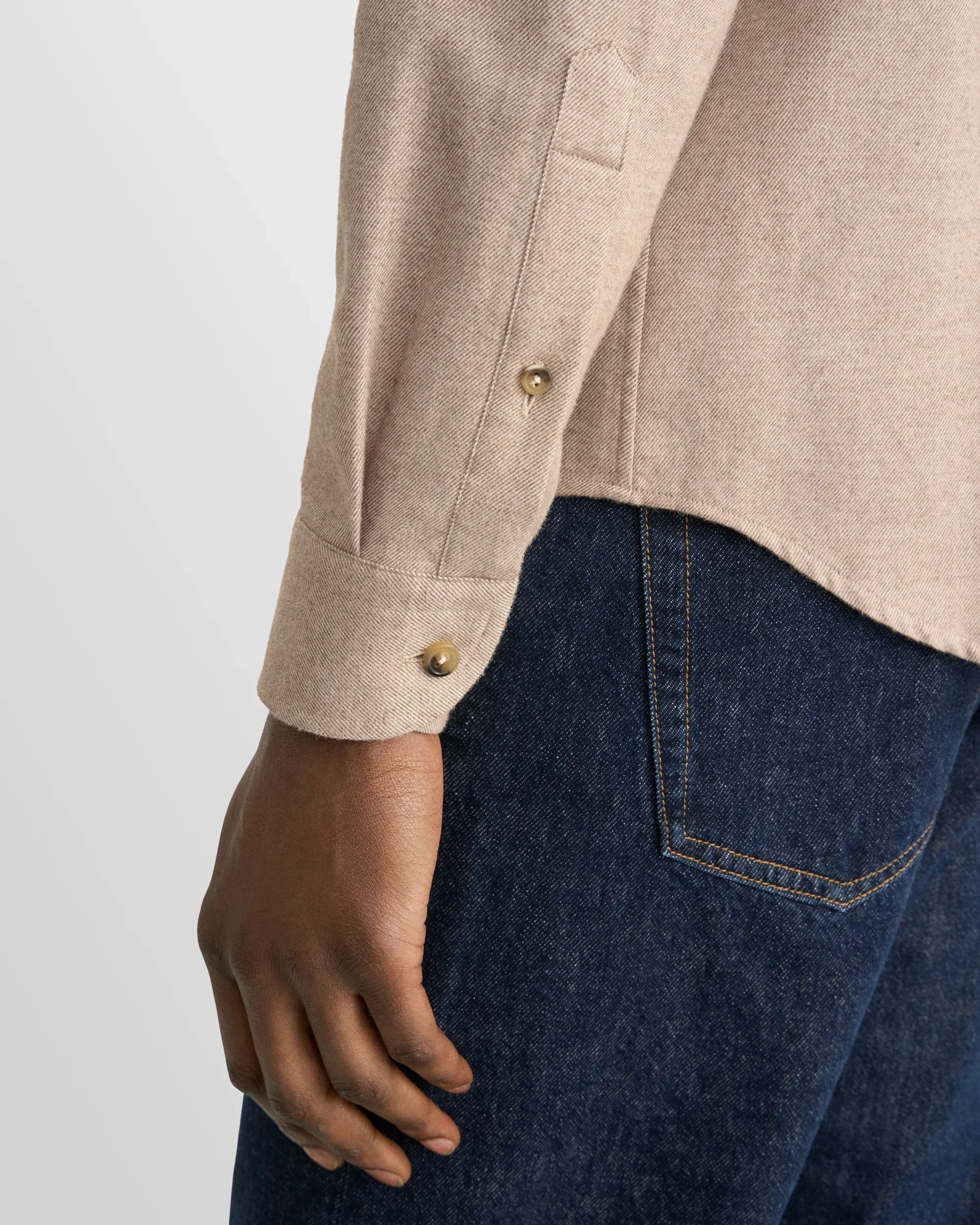 Eton - beige solid flannel shirt