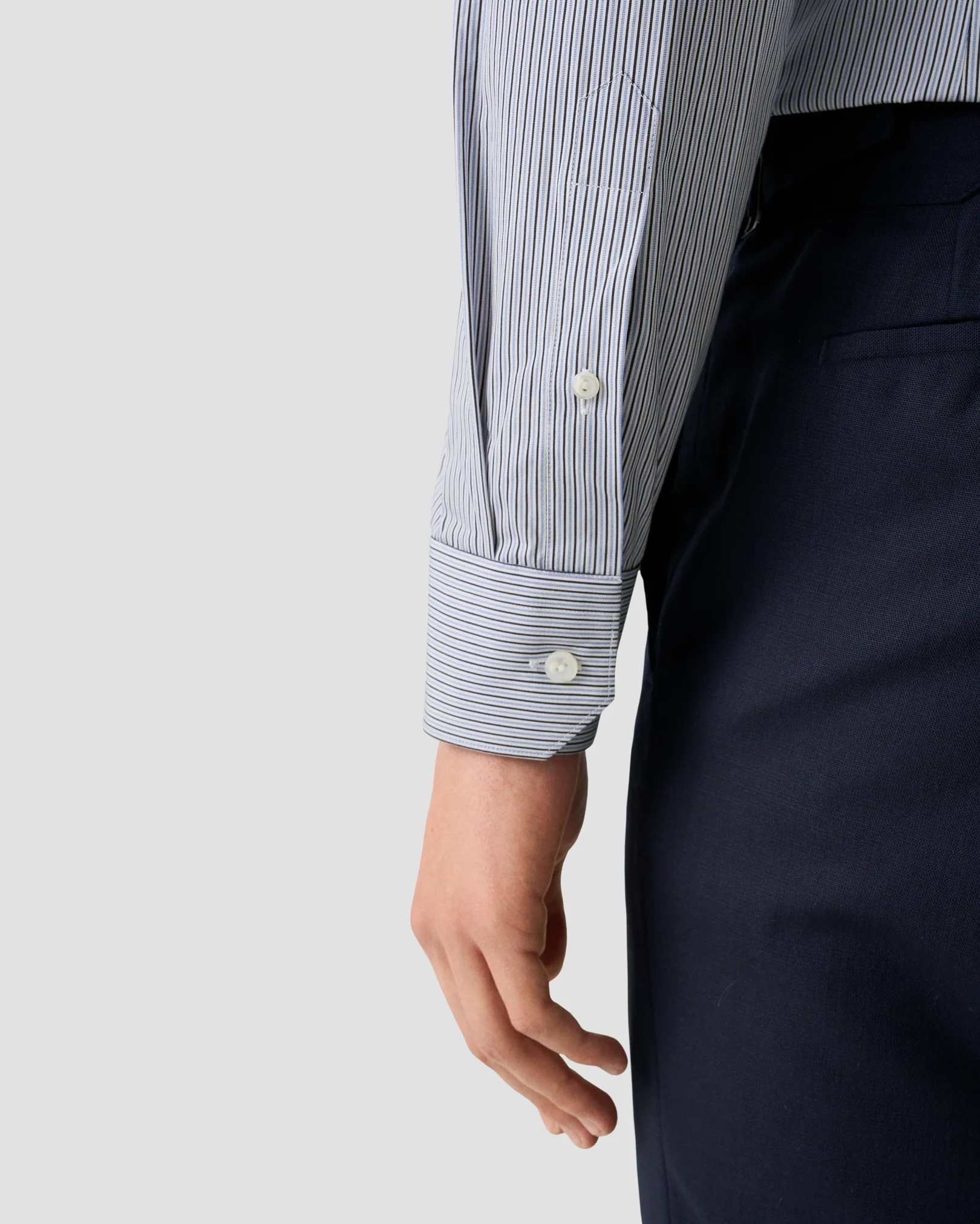 Eton - dark blue striped supima 120 shirt