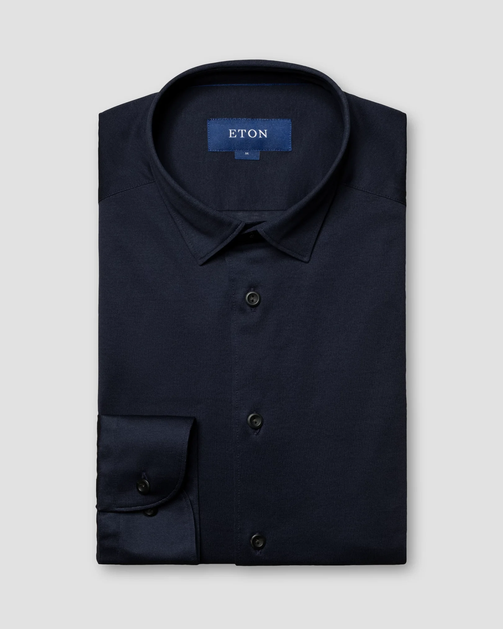Eton - navy jersey shirt pointed collar