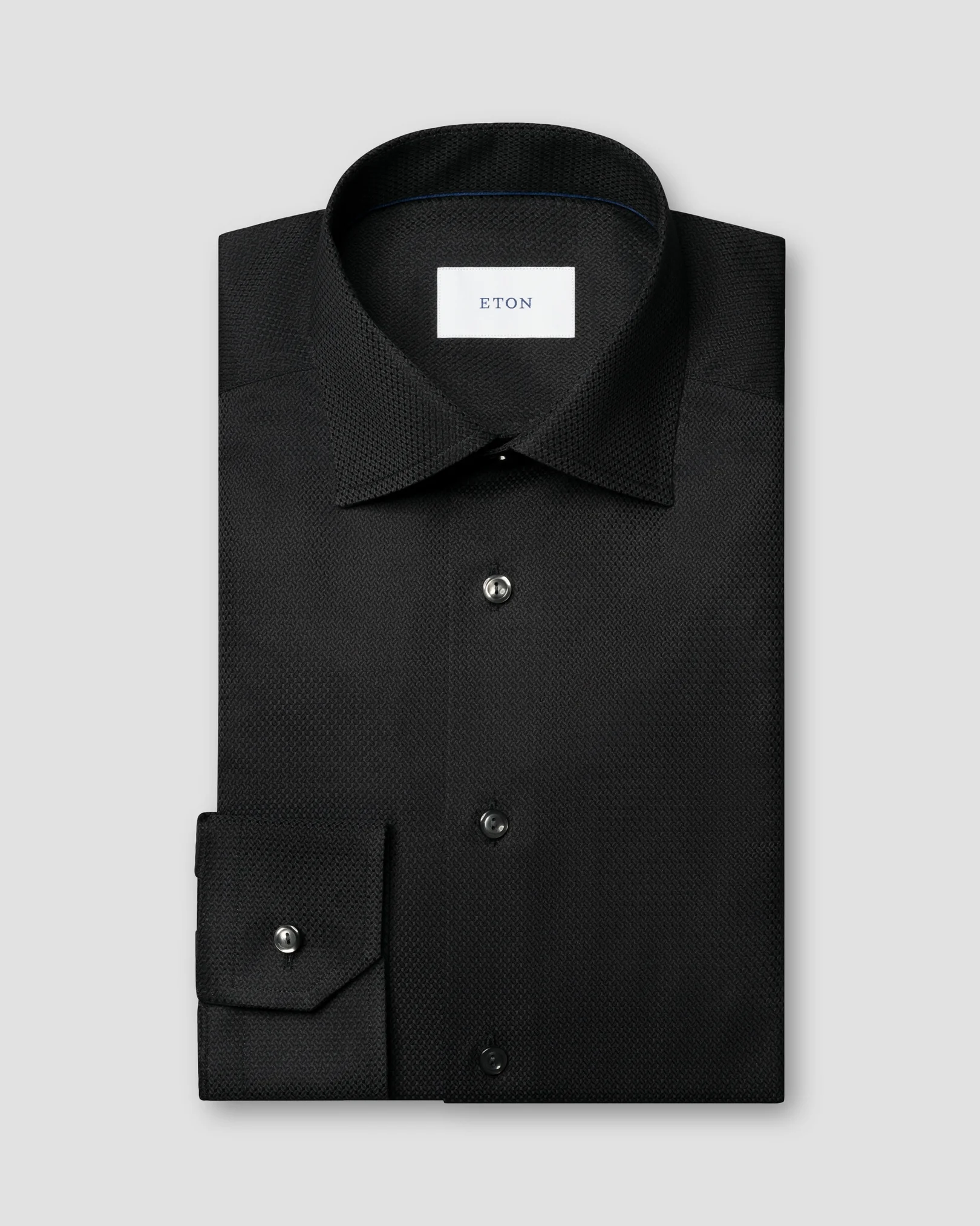 Eton - black semi solid dobby shirt