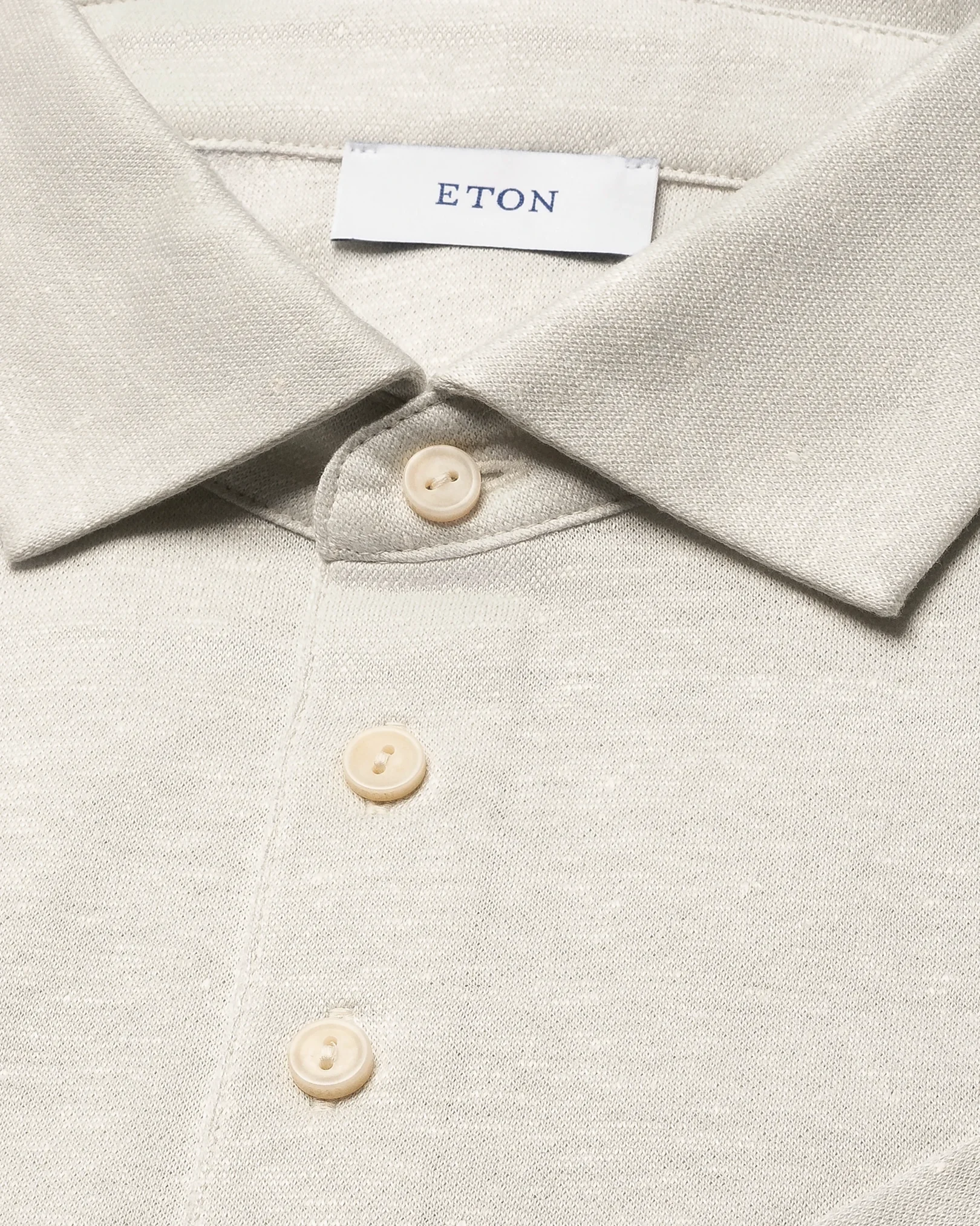 Eton - light grey cotton linen polo shirt