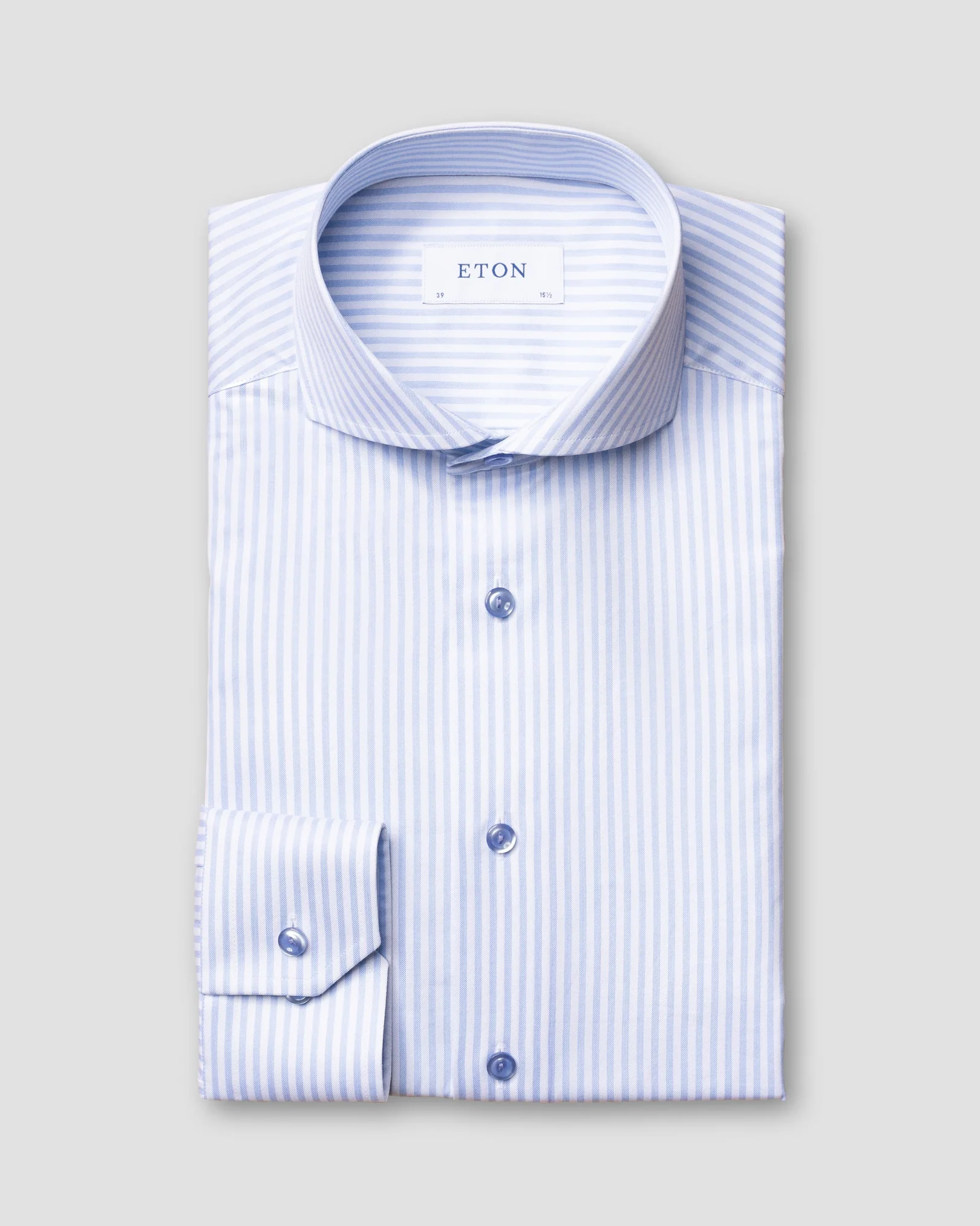 Eton - blue striped signature twill shirt exreme cut away