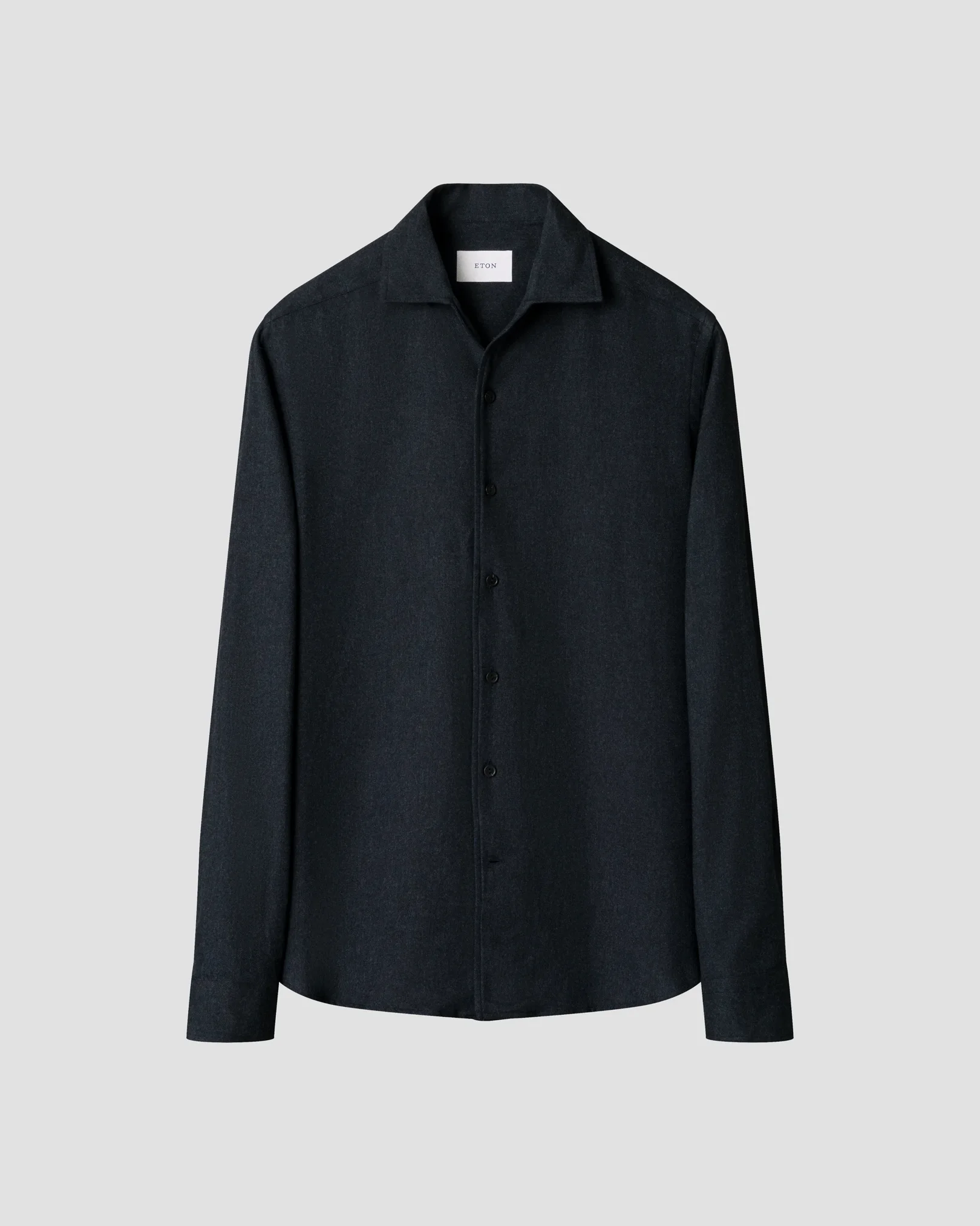 Eton - navy blue solid flannel shirt navy 266