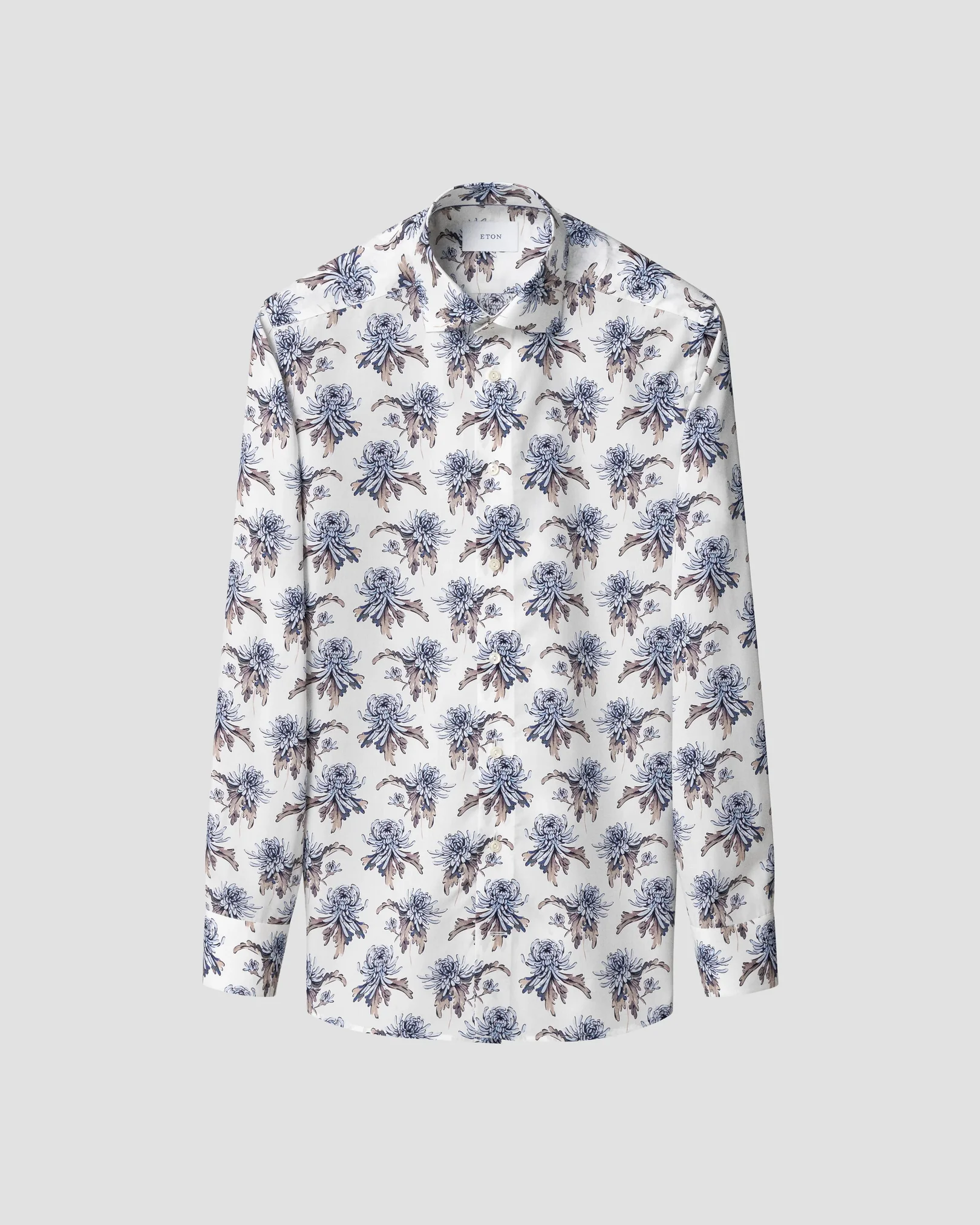 Eton - beige floral print signature twill shirt