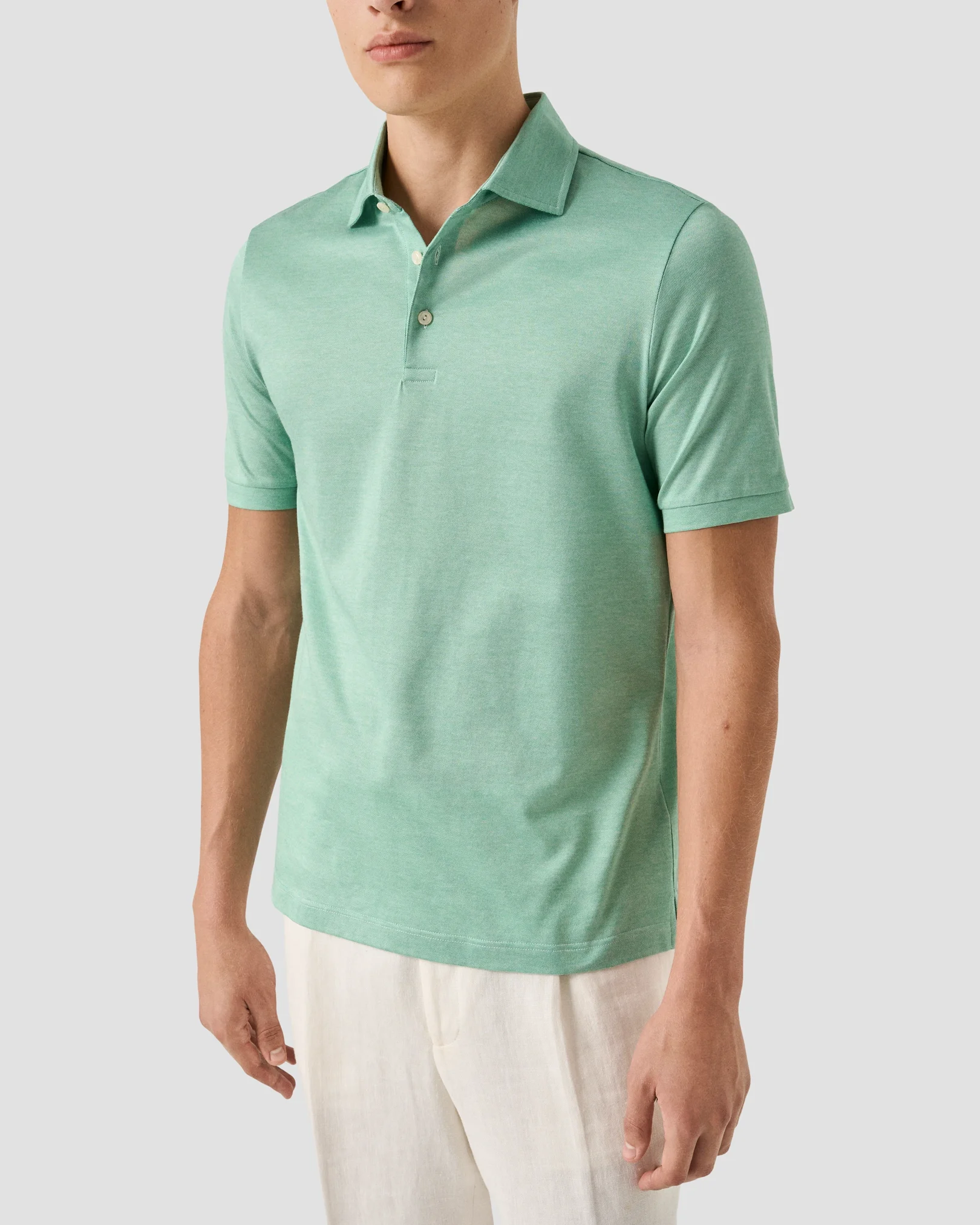 Eton - light green jacquard filo di scozia polo shirt